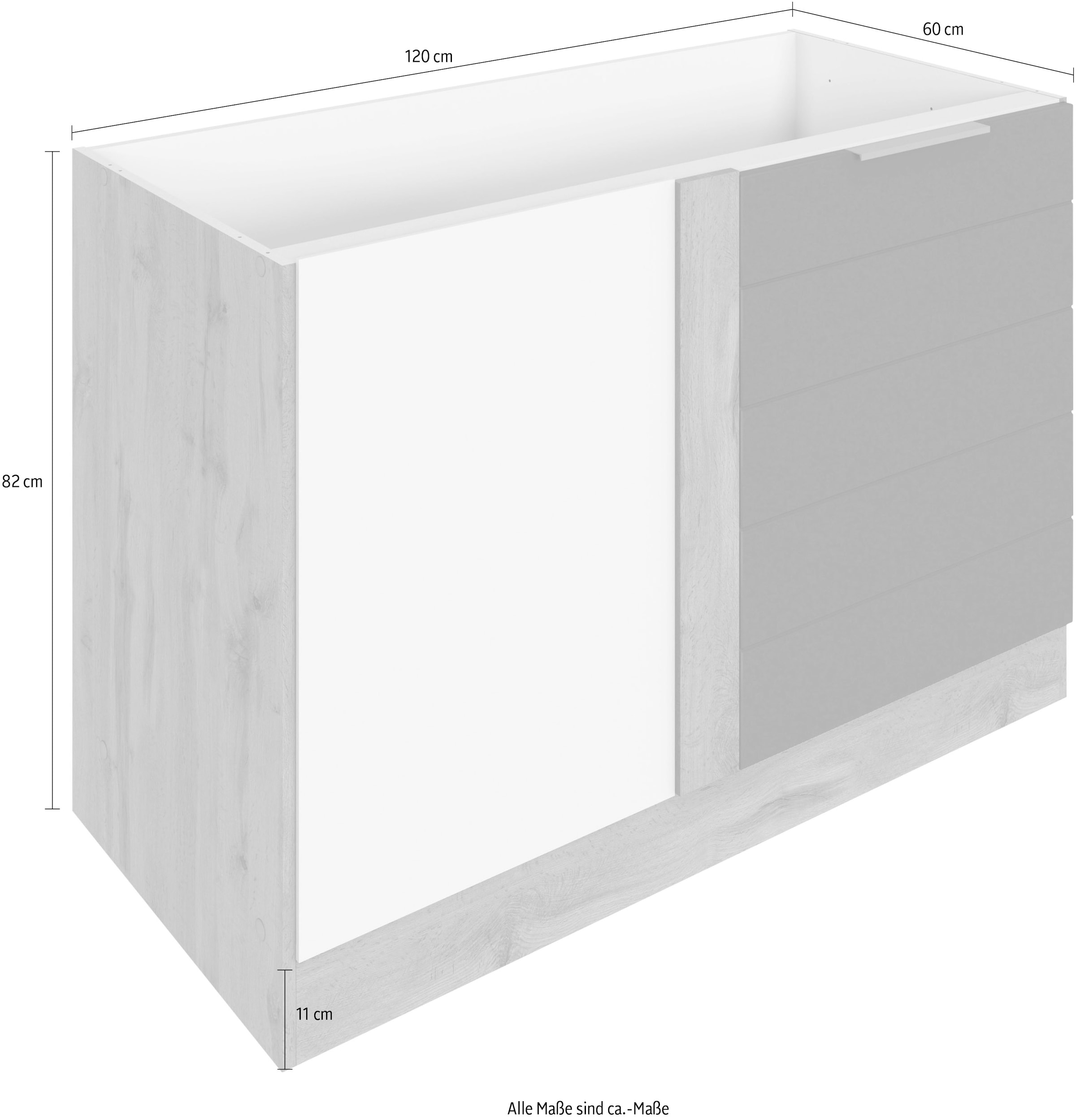 120 cm bei mit MÖBEL waagerechter »Luhe«, Eckunterschrank kaufen OTTO Lisene hochwertige MDF-Fronten breit, HELD