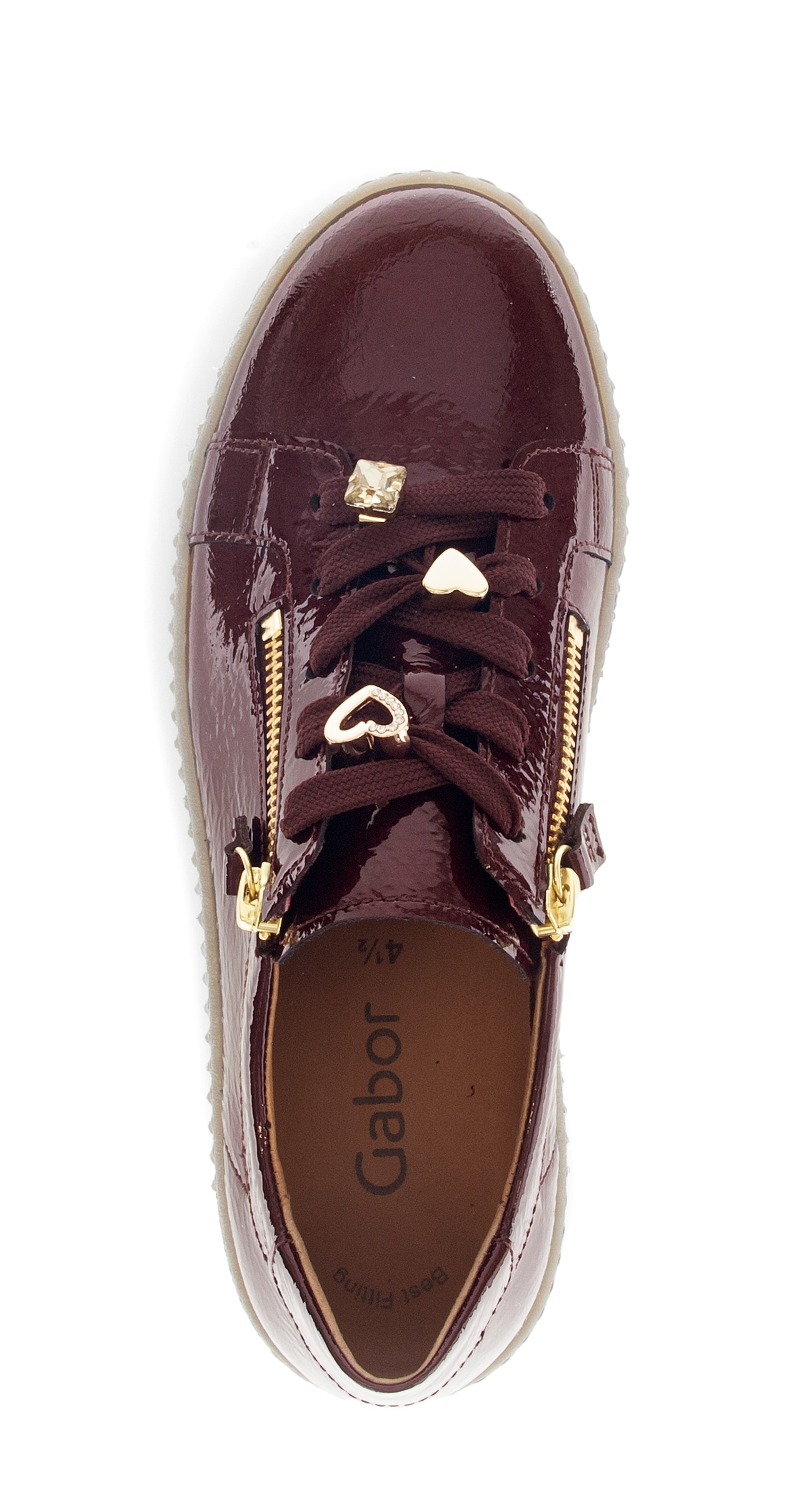 Gabor Plateausneaker  , Freizeitschuh, Halbschuh, Schnürer mit edlen Schmuck-Motiven