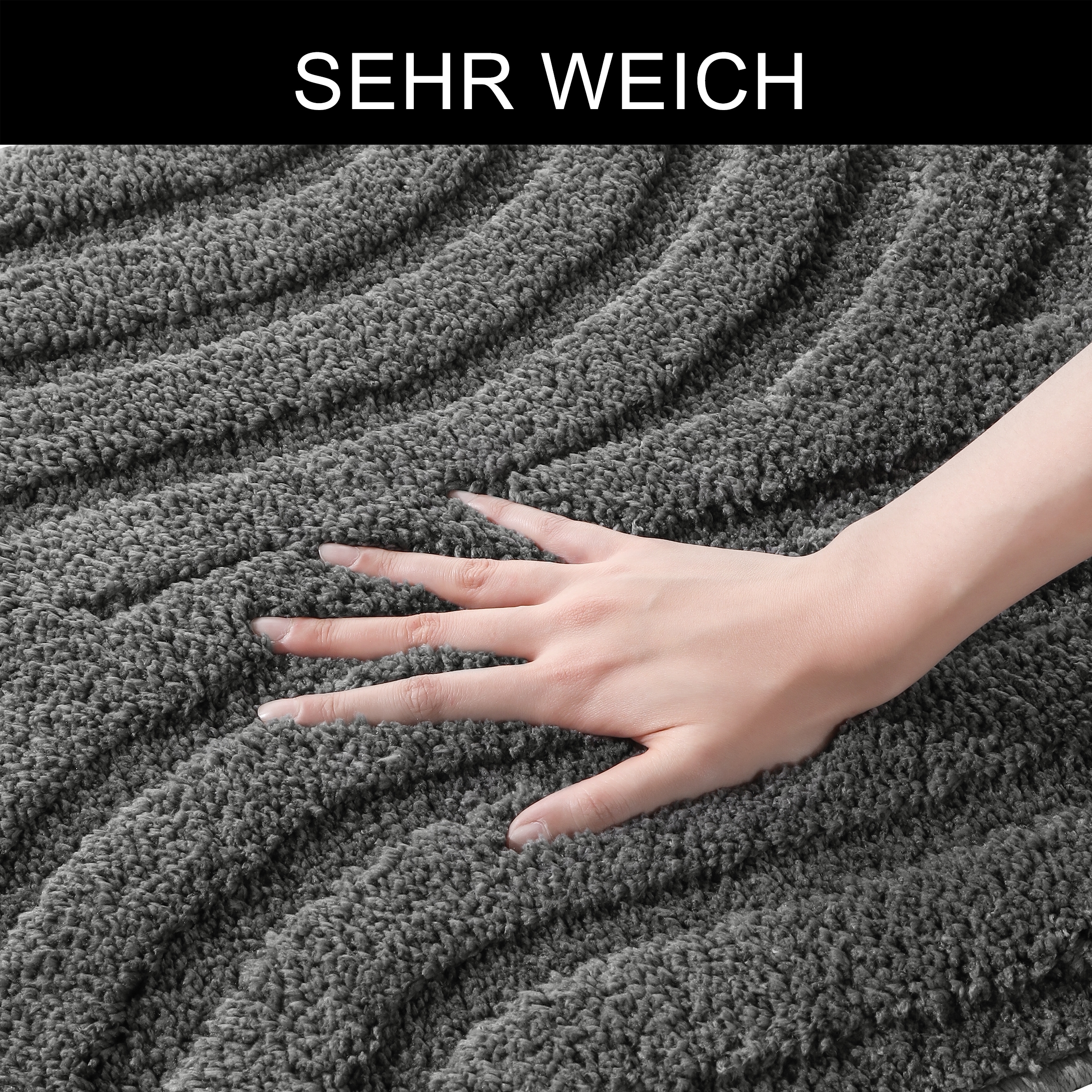 my home Badematte »Sanremo Scandi, Badvorleger, Badezimmer Teppich, Duschvorleger« Höhe 20 mm rutschhemmend beschichtet strapazierfähig Badteppich, Uni Farben, Hoch-Tief-Effekt, modernes Muster, Boho