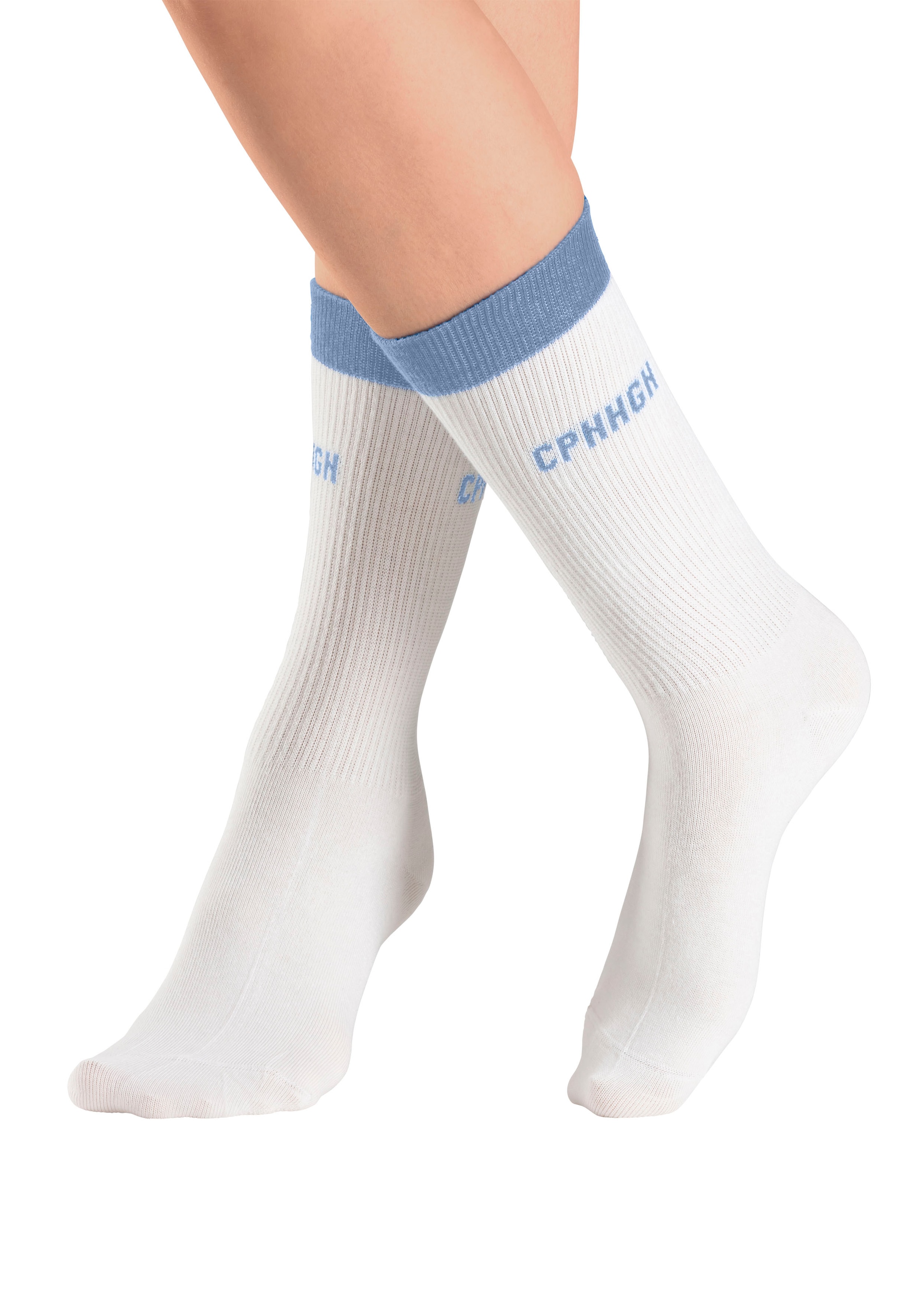 Copenhagen Studios Tennissocken, (Packung, 2 Paar), mit kontrastfarbenem Bund