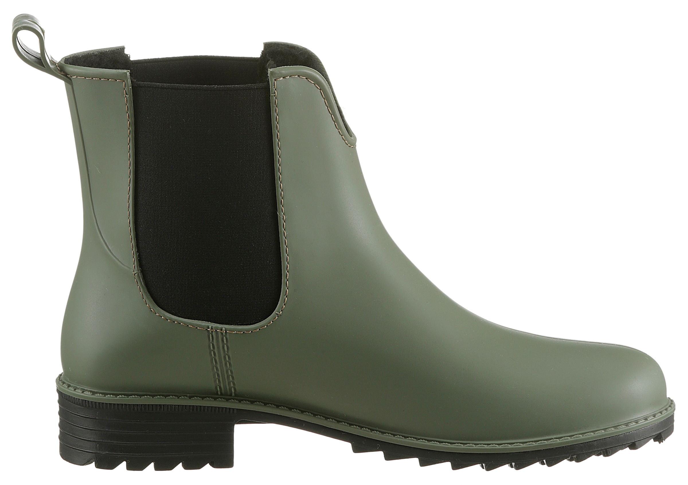 Rieker Chelseaboots, Gummistiefelette, Schlupfboots, Blockabsatz, zum Reinschlüpfen