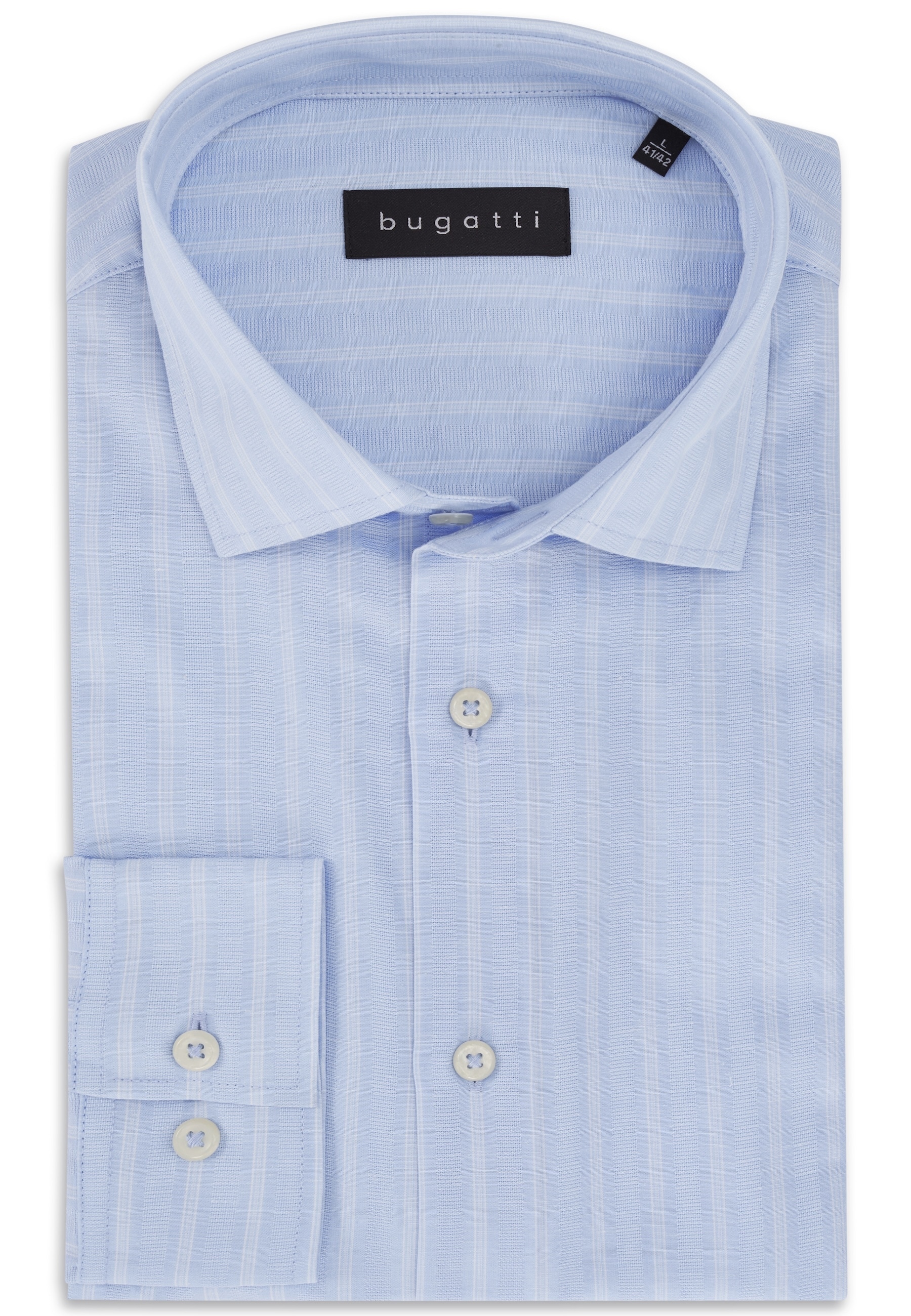 bugatti Businesshemd »Loose Fit« gestreift aus Leinen-Mix