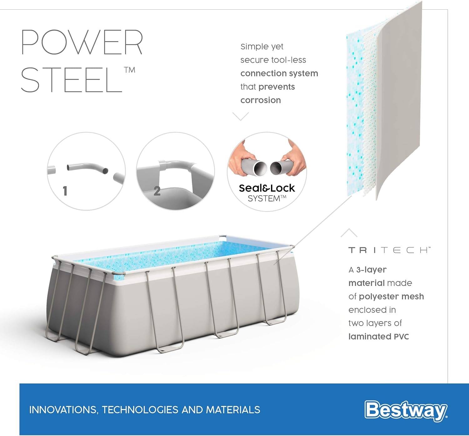 Bestway Framepool »Power Steel«, (Set, 5 tlg.), mit Sandfilteranlage, 549x274x122 cm