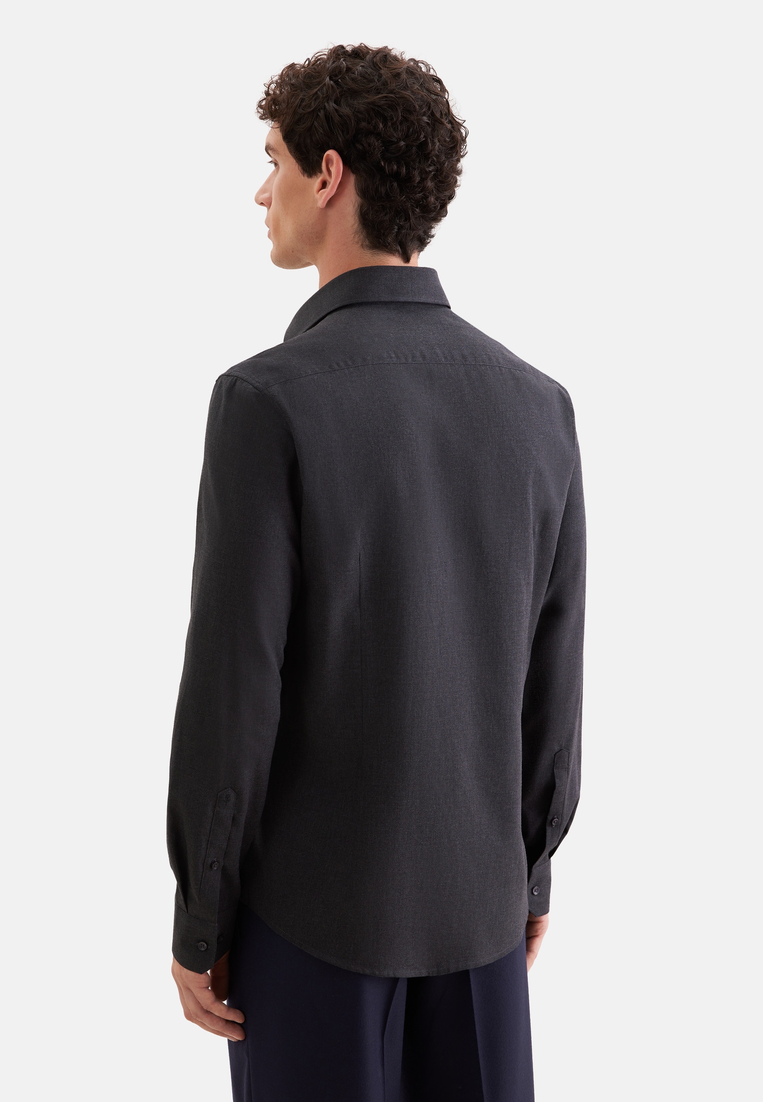 seidensticker Flanellhemd »Schwarze Rose« Slim 1/1 Extra lang Kentkragen Uni