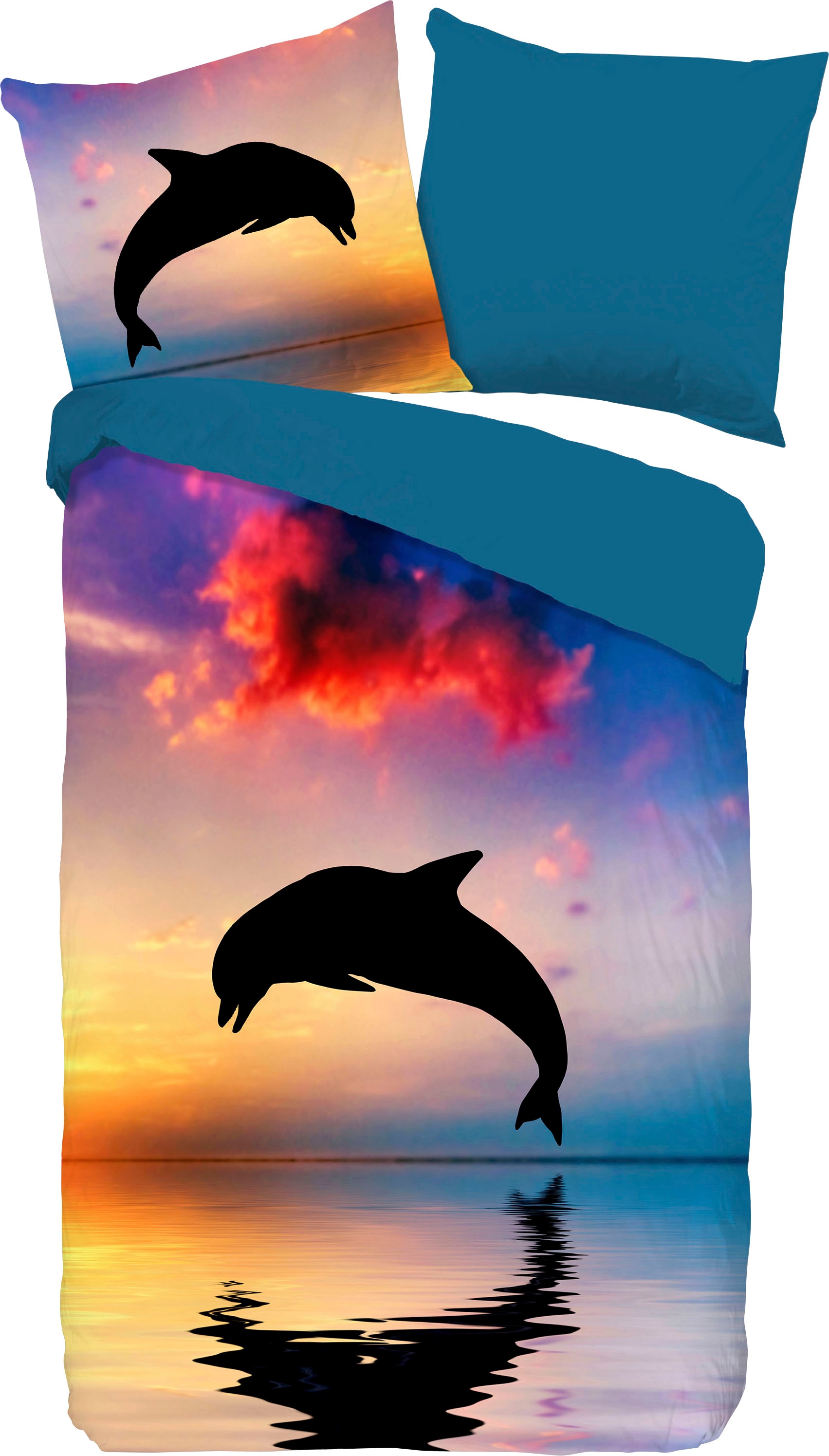 good morning Kinderbettwäsche »Dolphin«, 100% Baumwolle, 135x200, Reißverschluss, Wendeoptik, Kind, Delfin