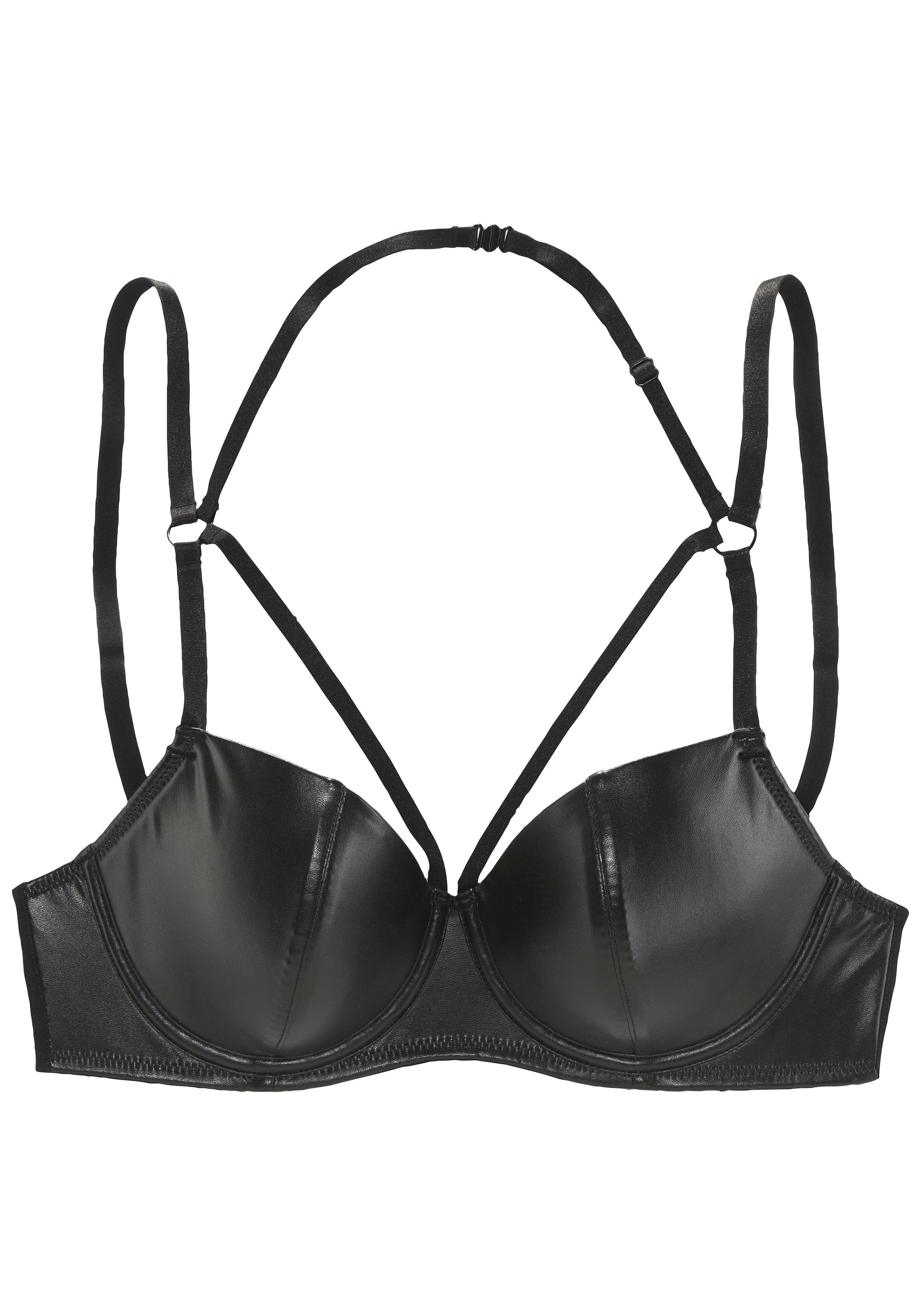 petite fleur gold Schalen-BH, aus Lederimitat mit aufregenden Bänderdetails, Reizwäsche, Dessous