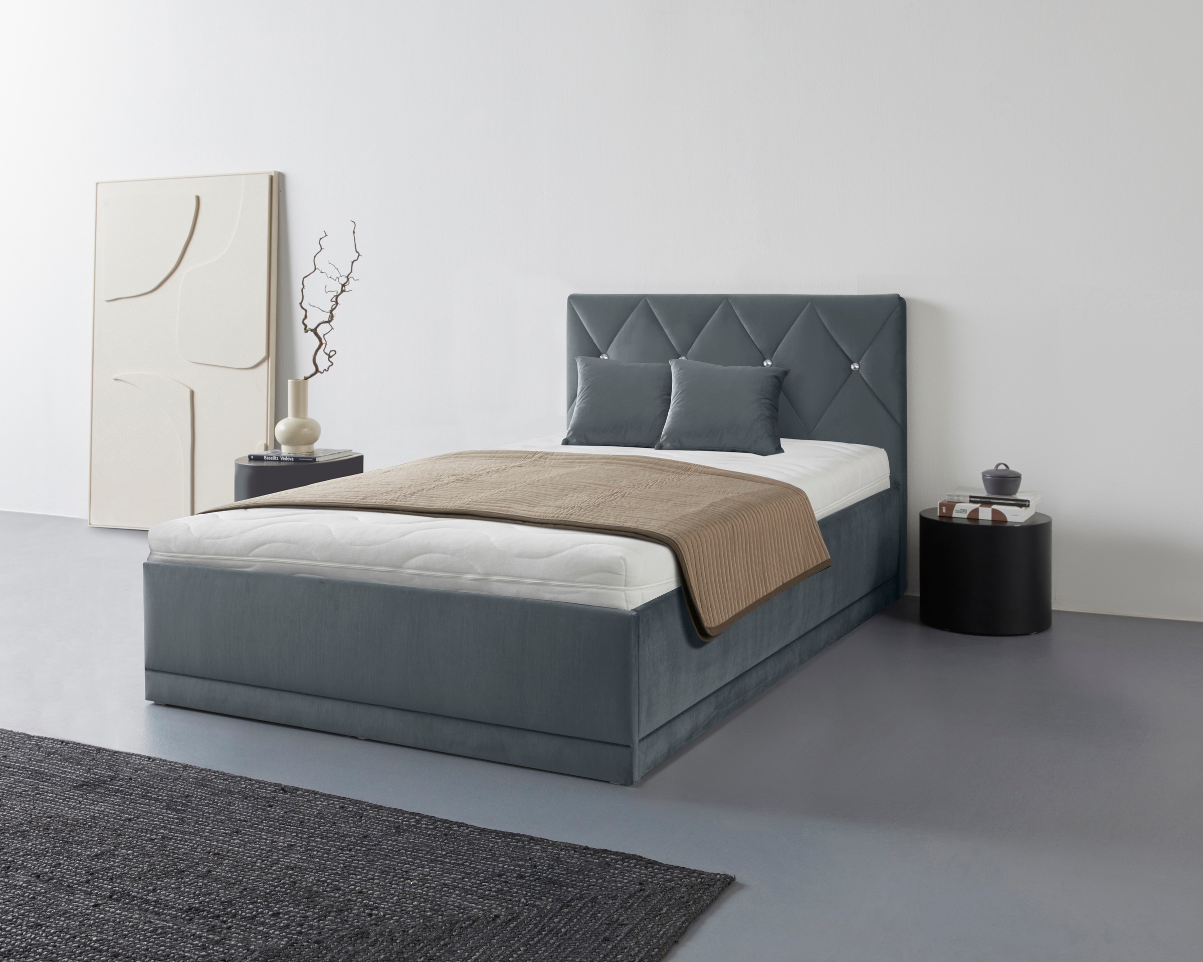 Westfalia Schlafkomfort Polsterbett »Adamas« auch mit Bettkasten, Knopfheftung mit Strasssteinen