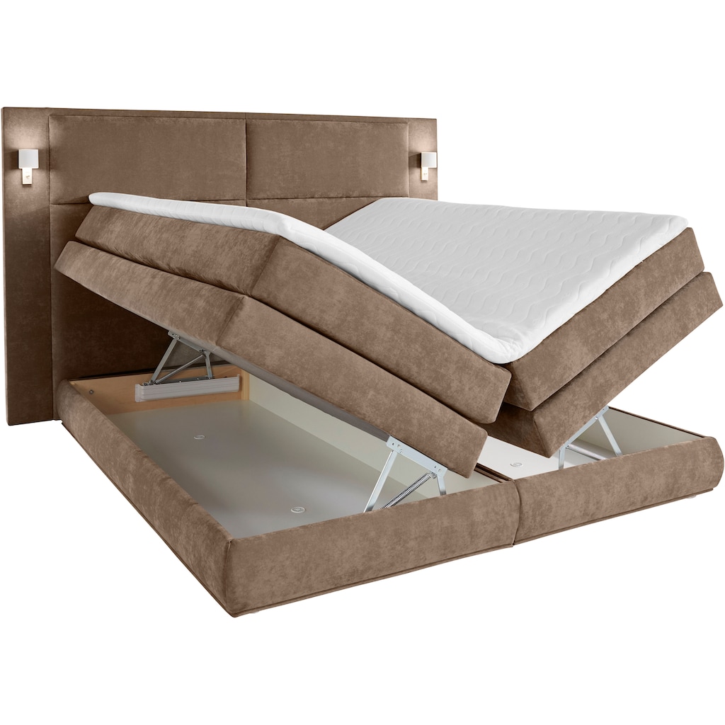 COLLECTION AB Boxspringbett Copenhagen, inklusive Bettkasten und Topper, wahlweise mit LED-Beleuchtung