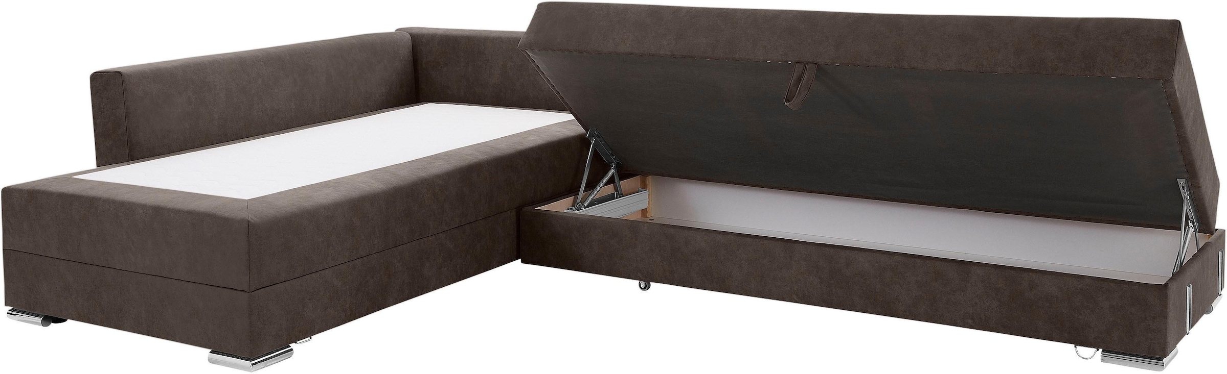 INOSIGN Ecksofa »Night & Day L-Form, B: 324 cm«, mit Bettfunktion, Bettkasten & 3 Zierkissen, Boxspringbett 180x200 cm