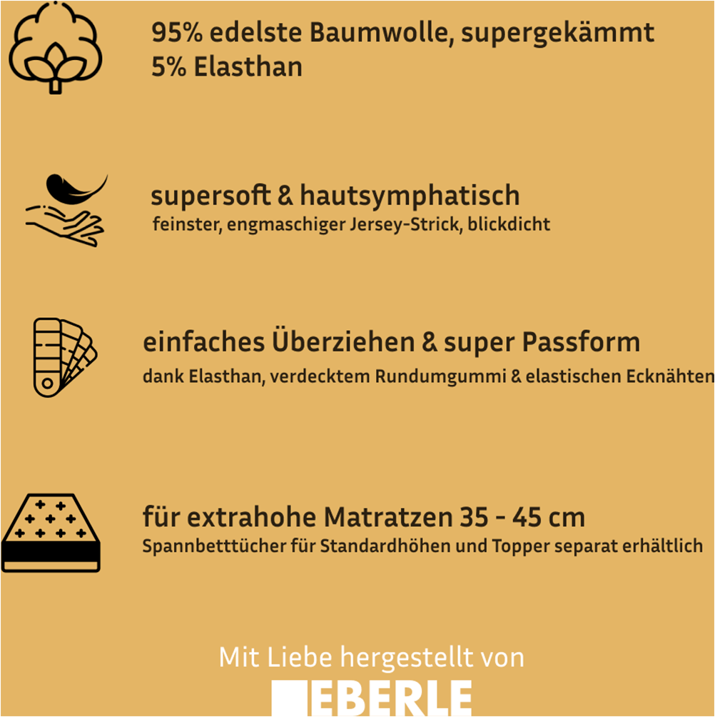 bellana Spannbettlaken »Jersey-Elasthan deLuxe«, für Boxspringbetten und sehr hohe Matratzen