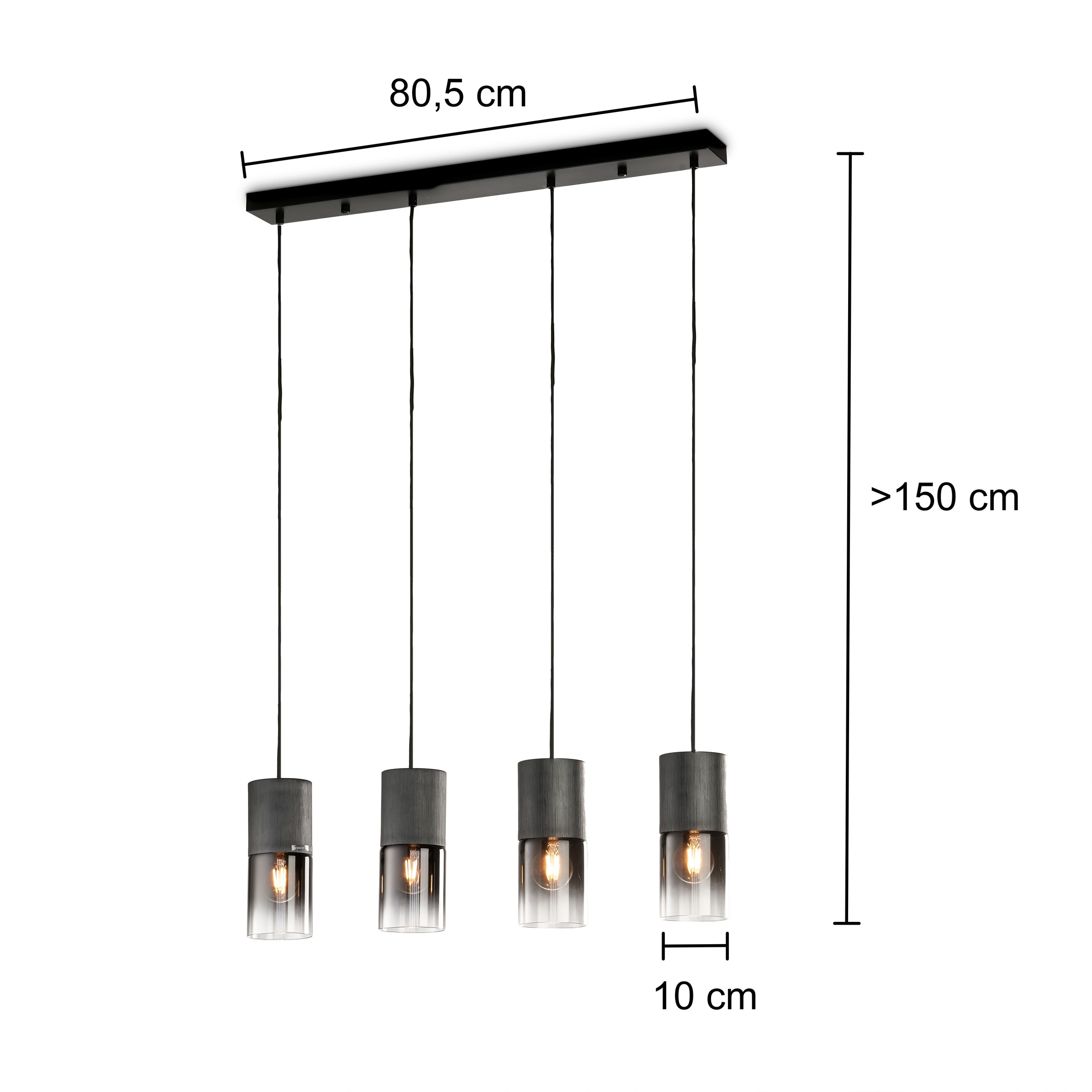 TRIO Leuchten Pendelleuchte »ROBIN« E27 1 Stk. Hängelampe 4-flammig, höhenverstellbar, Glasschirme Ø 10 cm, Esszimmer