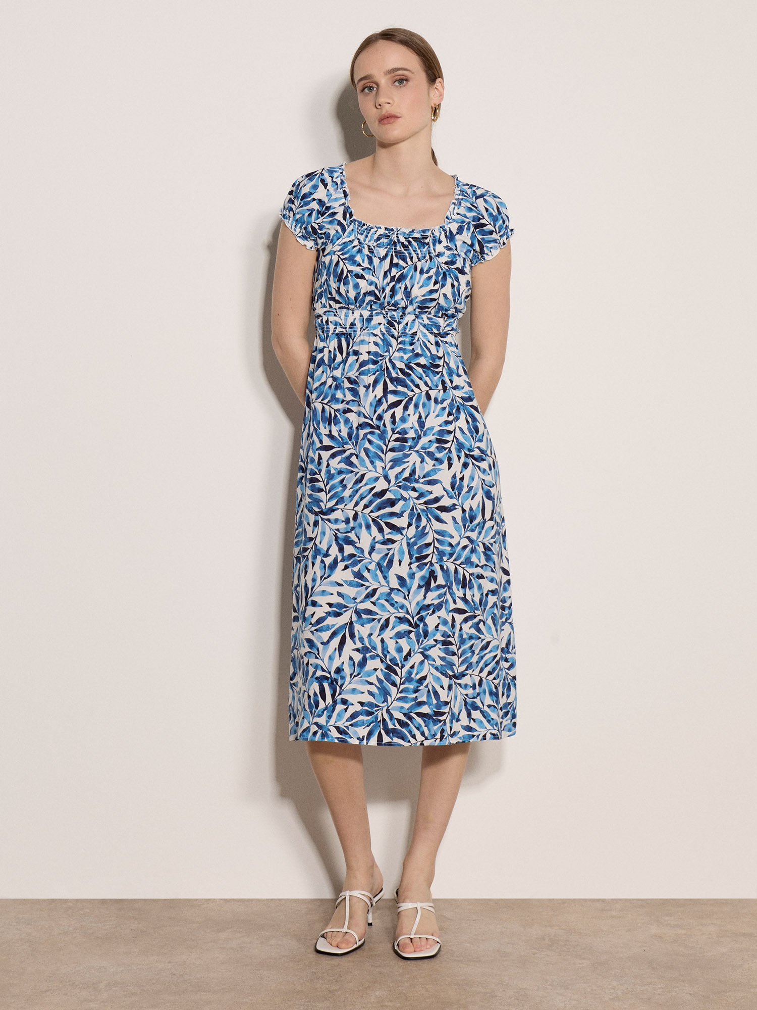 Apricot Druckkleid »Midikleid« mit Blattmuster