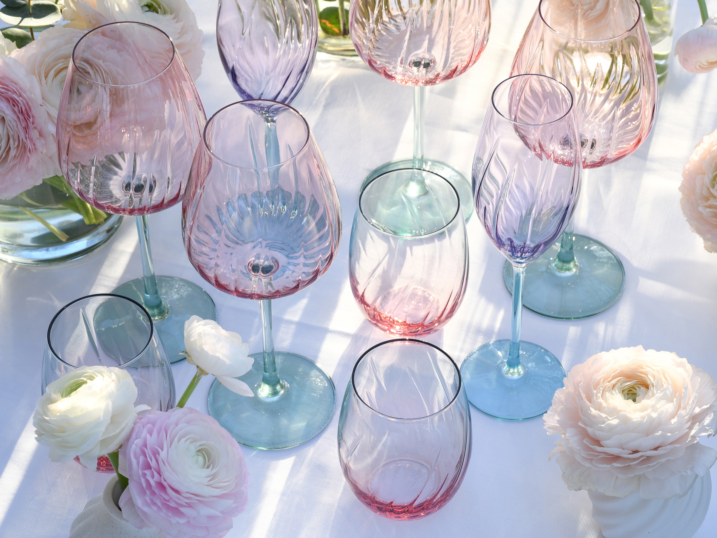 CreaTable Longdrinkglas »Swirly Spring, Longdrinkgläser-Set, 4-tlg.« Rillen Relief, Modern, Sommerlich, Leicht