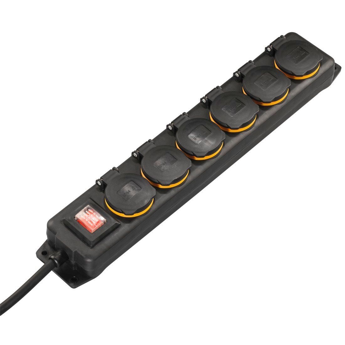 Hama Outdoor Steckdosenleiste mit Schalter, 6-fach, 2m