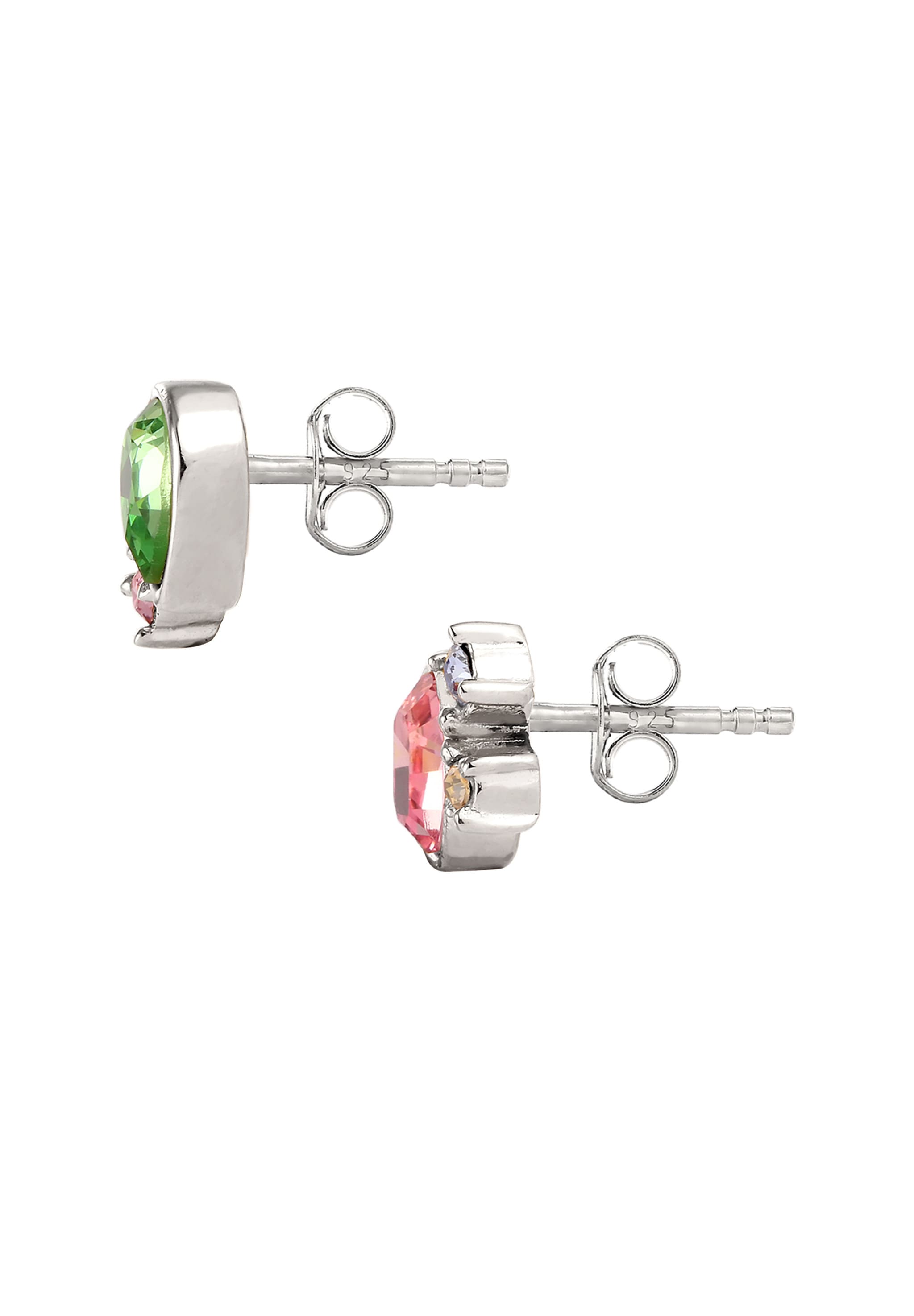 Elli Paar Ohrstecker »Ohrringe Ohrstecker Glas Kristalle Rosa Grün 925 Sterling Silber«