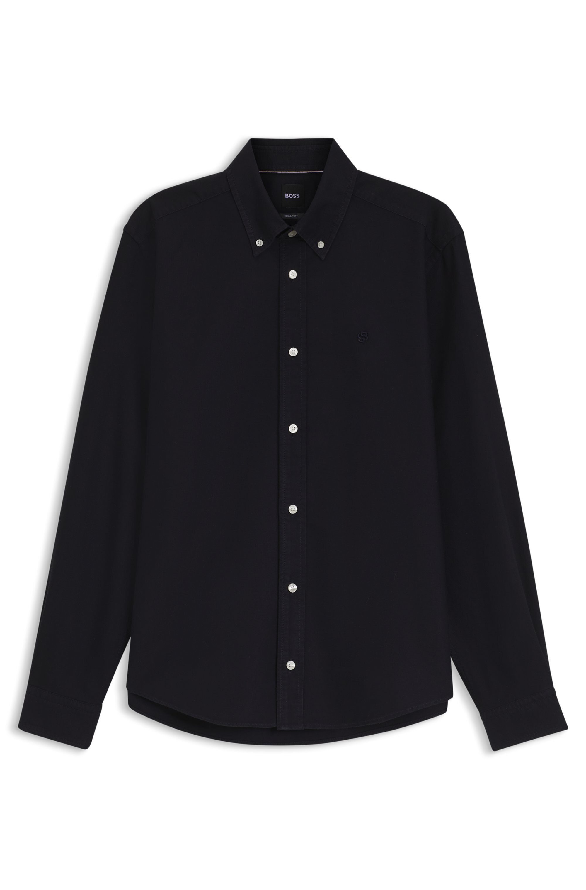 BOSS Langarmhemd Button-down-Kragen, Regular Fit, reine Baumwolle