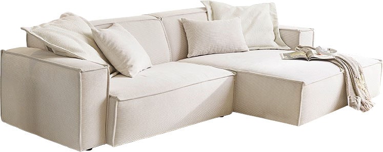 3C Candy Ecksofa »Matteo in elegant, kubischer Formensprache, bequem, L-Form«, mit auffälliger Kedernaht, Feincord-Bezug, Lounge-Charakter