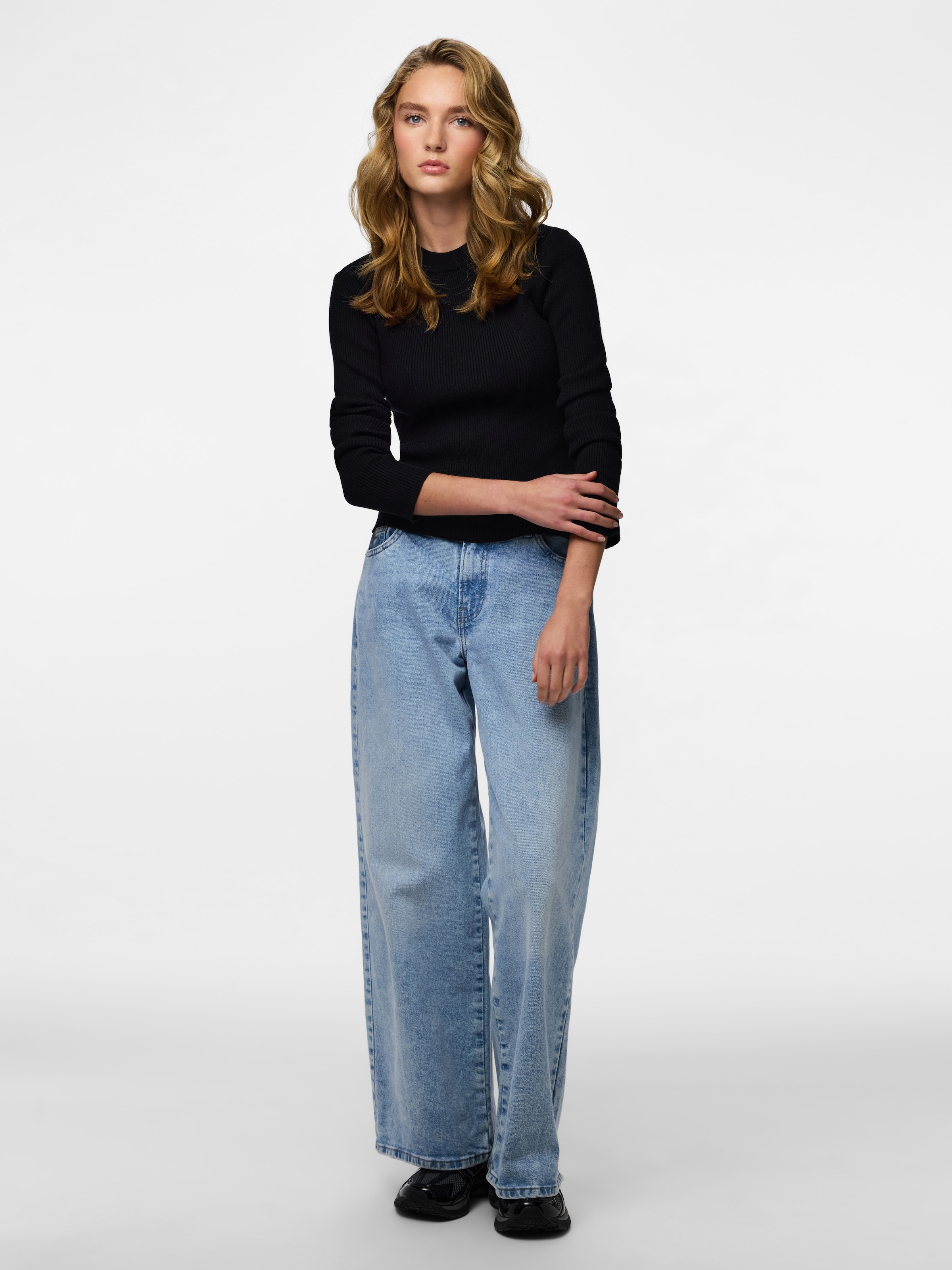 pieces Rundhalspullover »PCMIRA NEW LS O-NECK KNIT NOOS BC« Viskosemischung