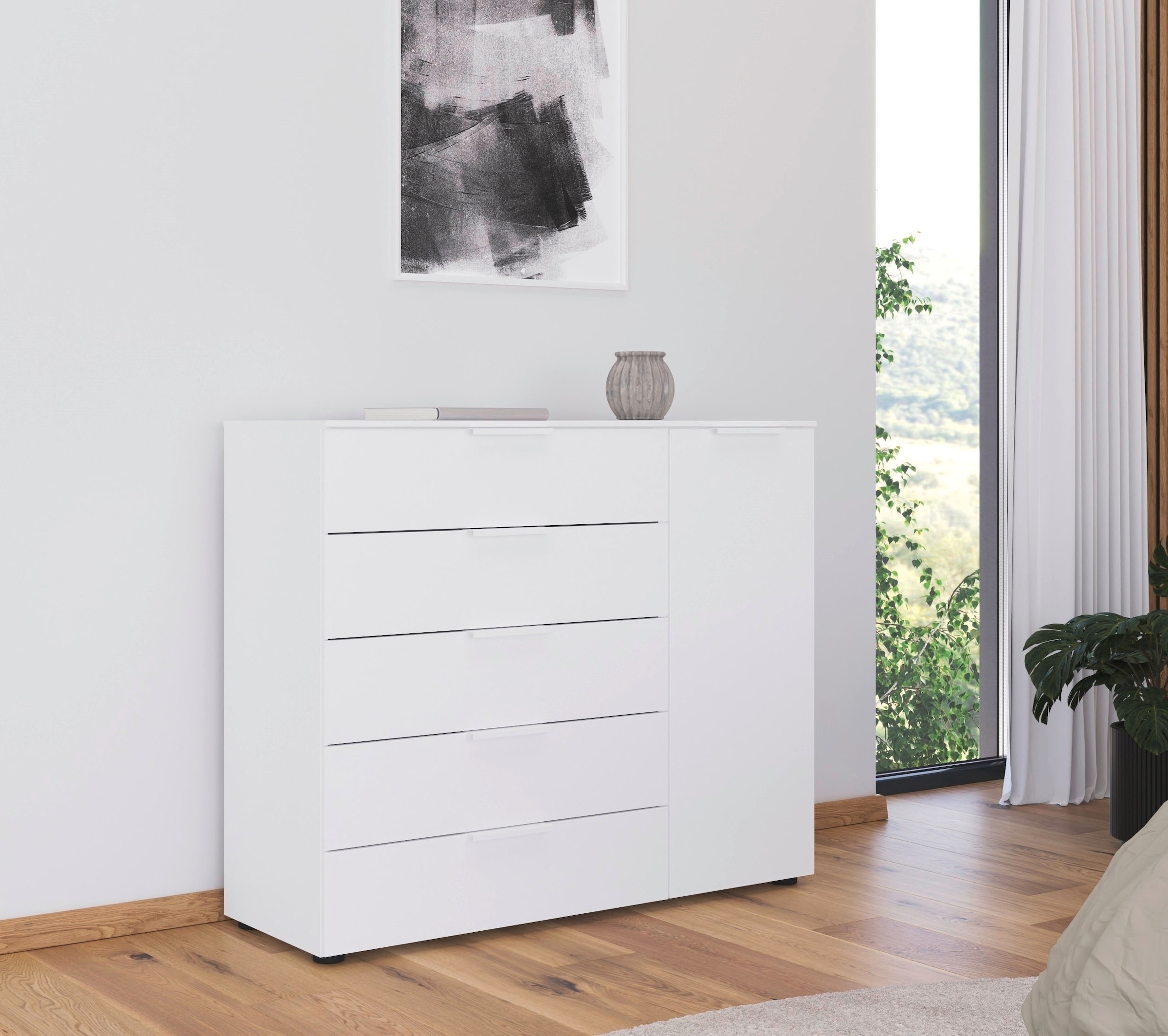 rauch Schubkastenkommode »Kommode Türkommode Sideboard Kombikommode FLIPP« Breite 120 cm mit 2 Einlegeböden,  1-türig mit  5 Schubladen und Soft-Close-Funktion