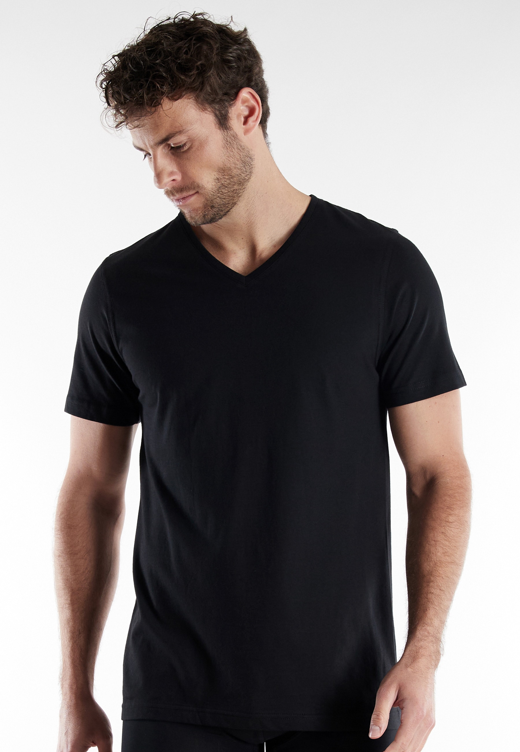 bugatti T-Shirt »Bari«, V-Ausschnitt, Kurzarm, basic, Baumwolle, weich, atmungsaktiv
