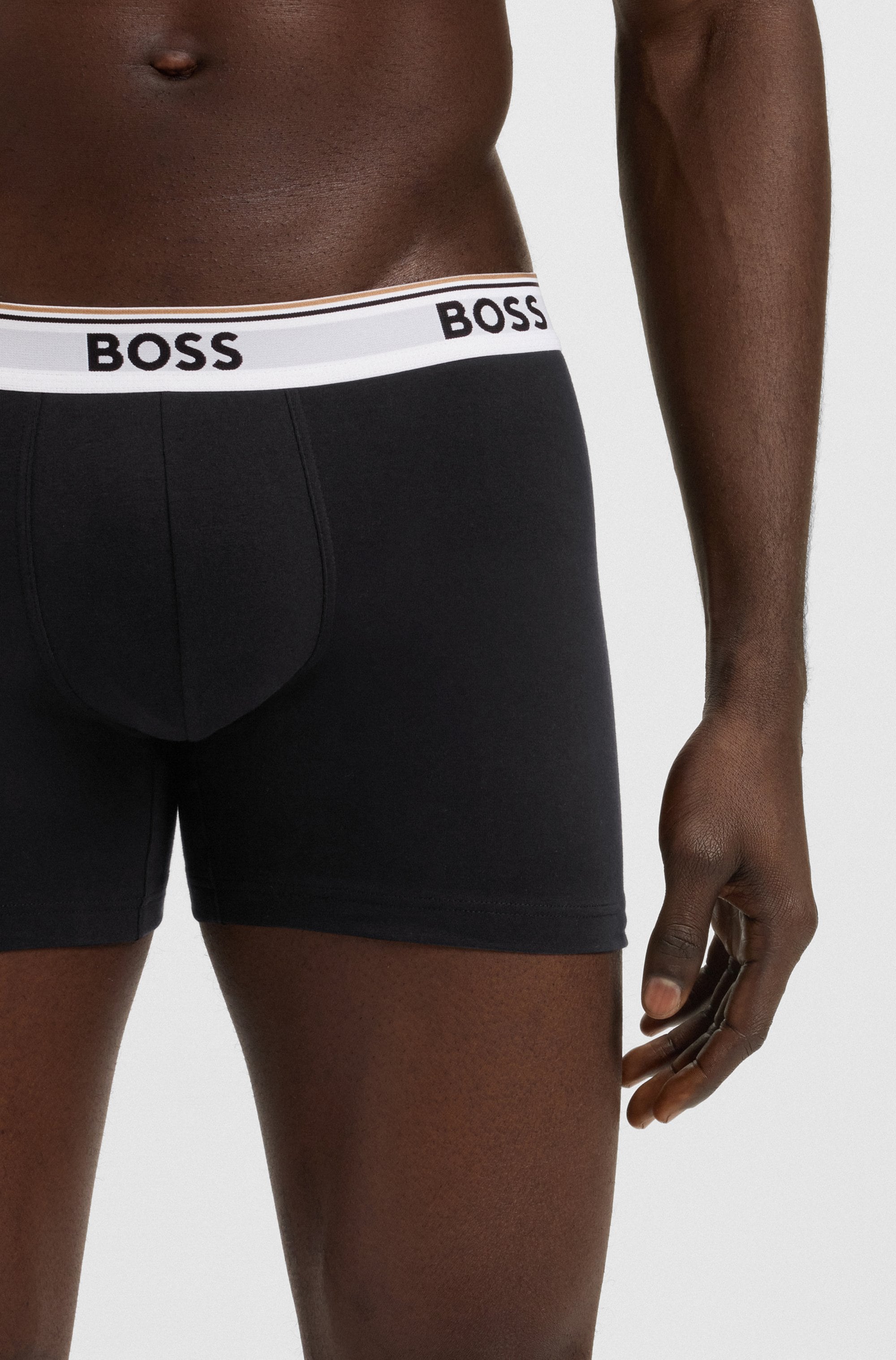 BOSS Langer Boxer »Brief 3 PACK«, mit farblich passendem Webbund