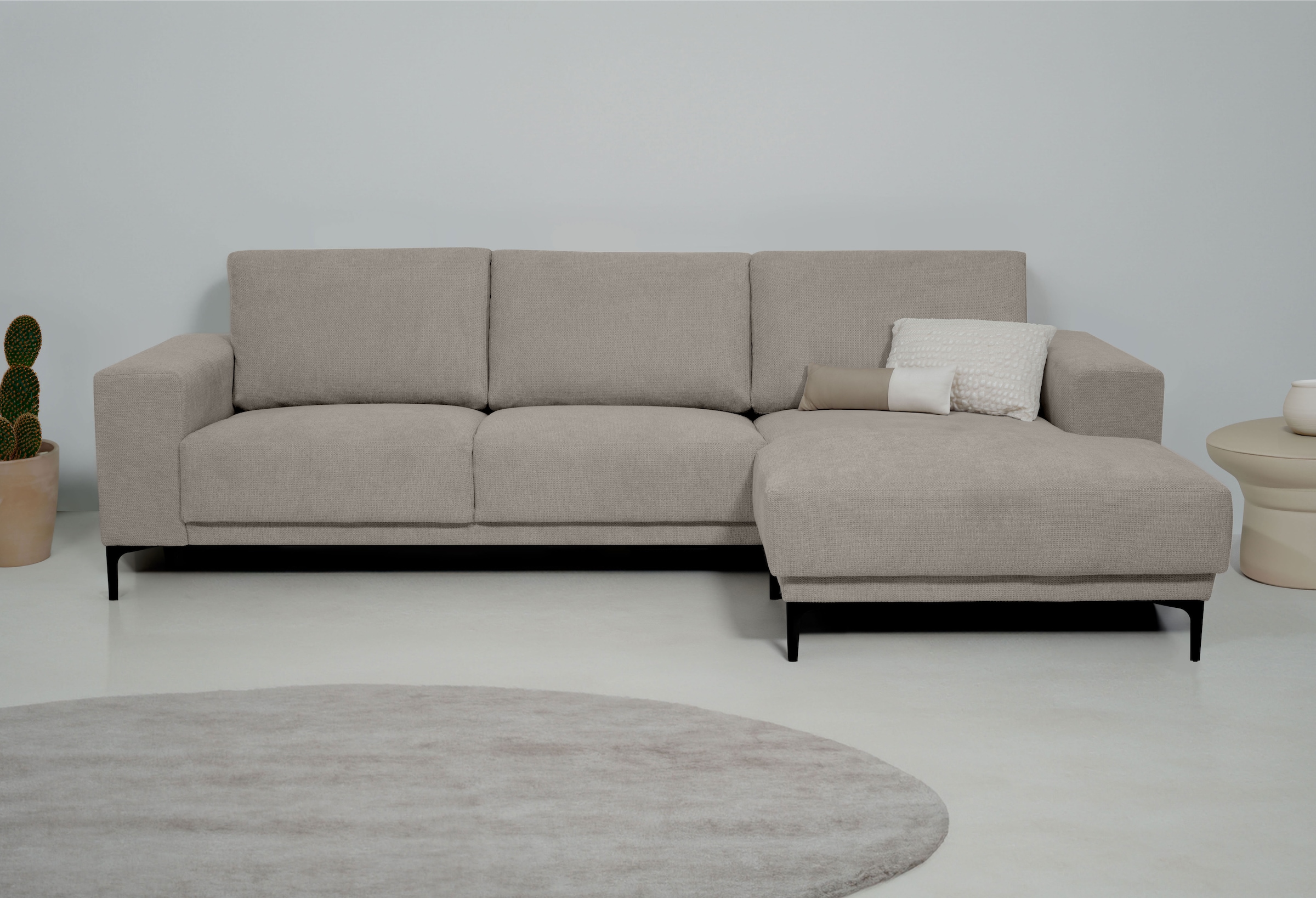 Places of Style Ecksofa »Xander, L-Form,«, Breite 280 cm, Soft-Touch Chenille, schwarze Metallfüßen