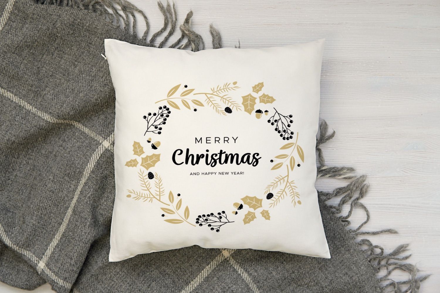 queence Dekokissen »Carolina«, Kissenhülle,Merry Christmas,Weiß,Weihnachtsmotiv,Festlich,Winterlich