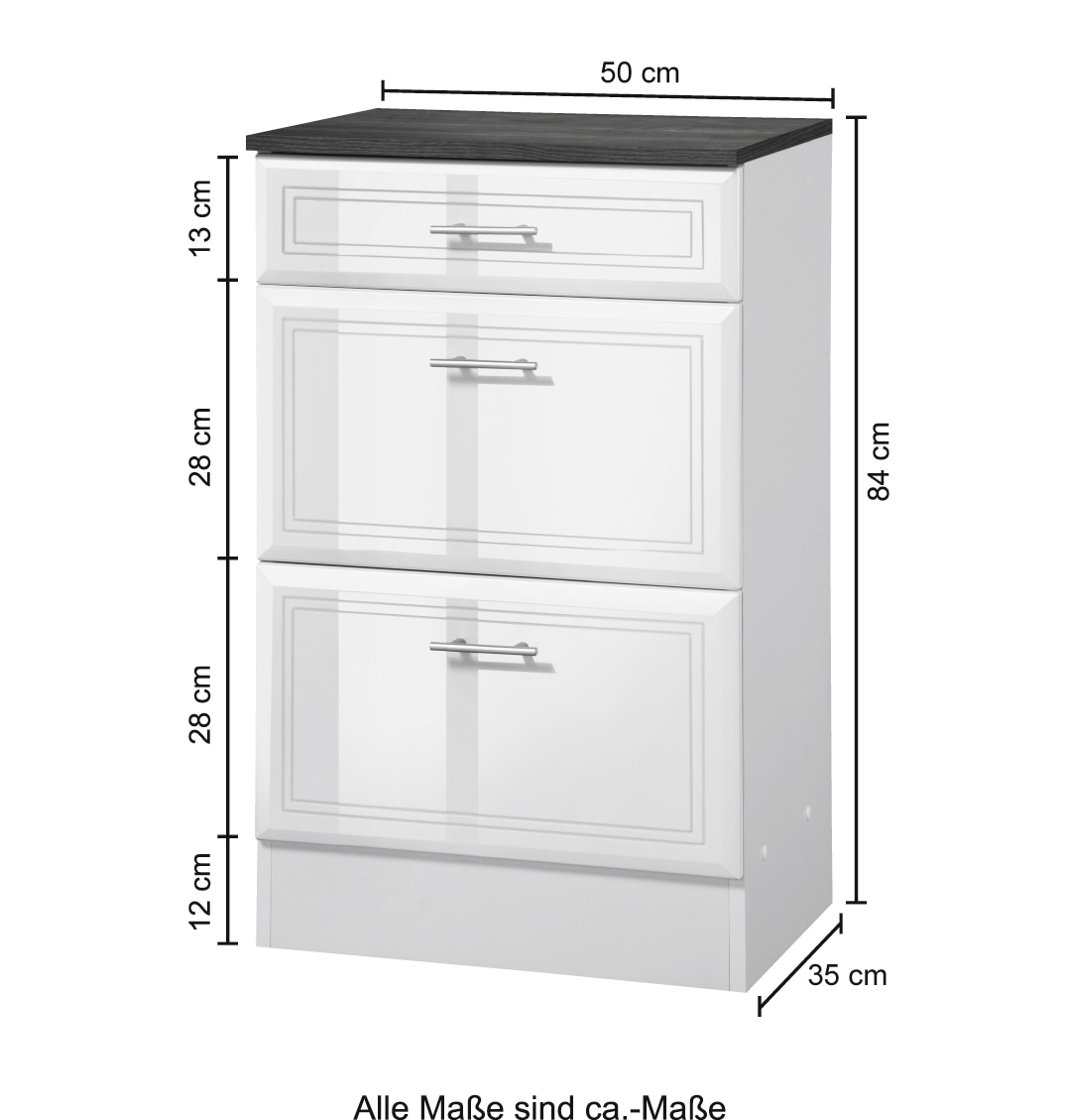 welltime Unterschrank »Neapel«, Breite 50 cm, mit Hochglanzfronten und eleganter Fräsung