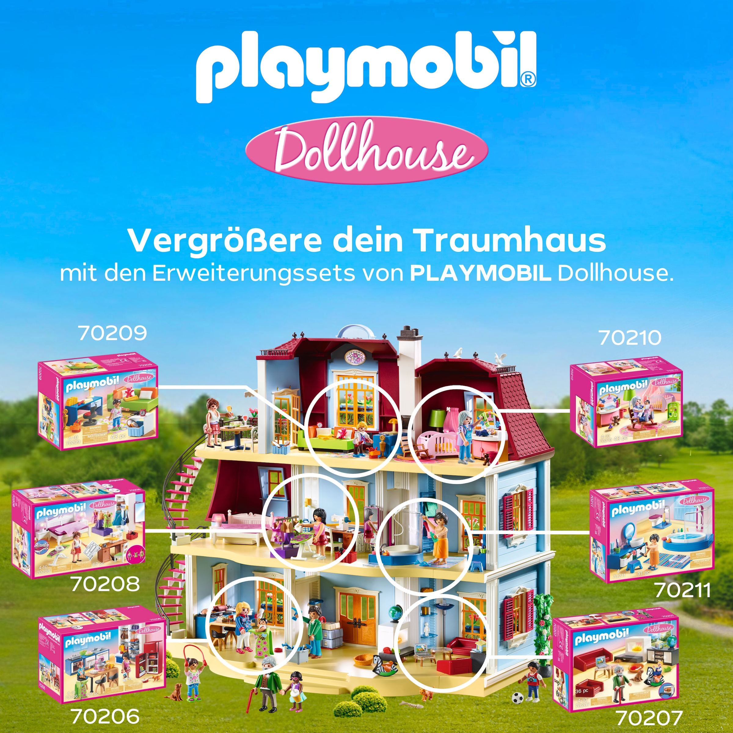 Playmobil® Konstruktions-Spielset »Mein Großes Puppenhaus (70205), Dollhouse«, (592 St.), Made in Germany