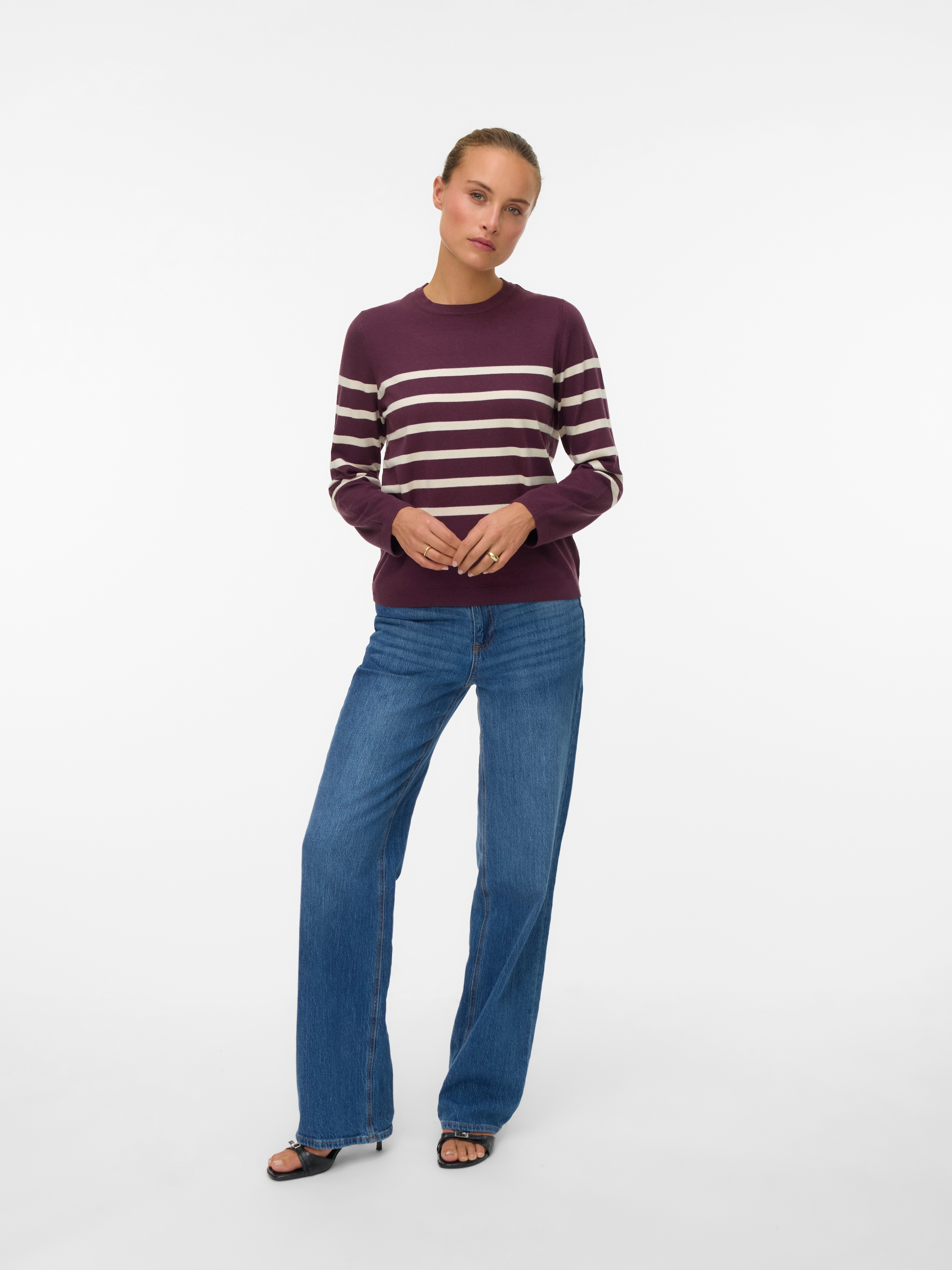 Vero Moda Rundhalspullover »VMSABA PLAIN LS O-NECK PULLOVER GA NOOS«