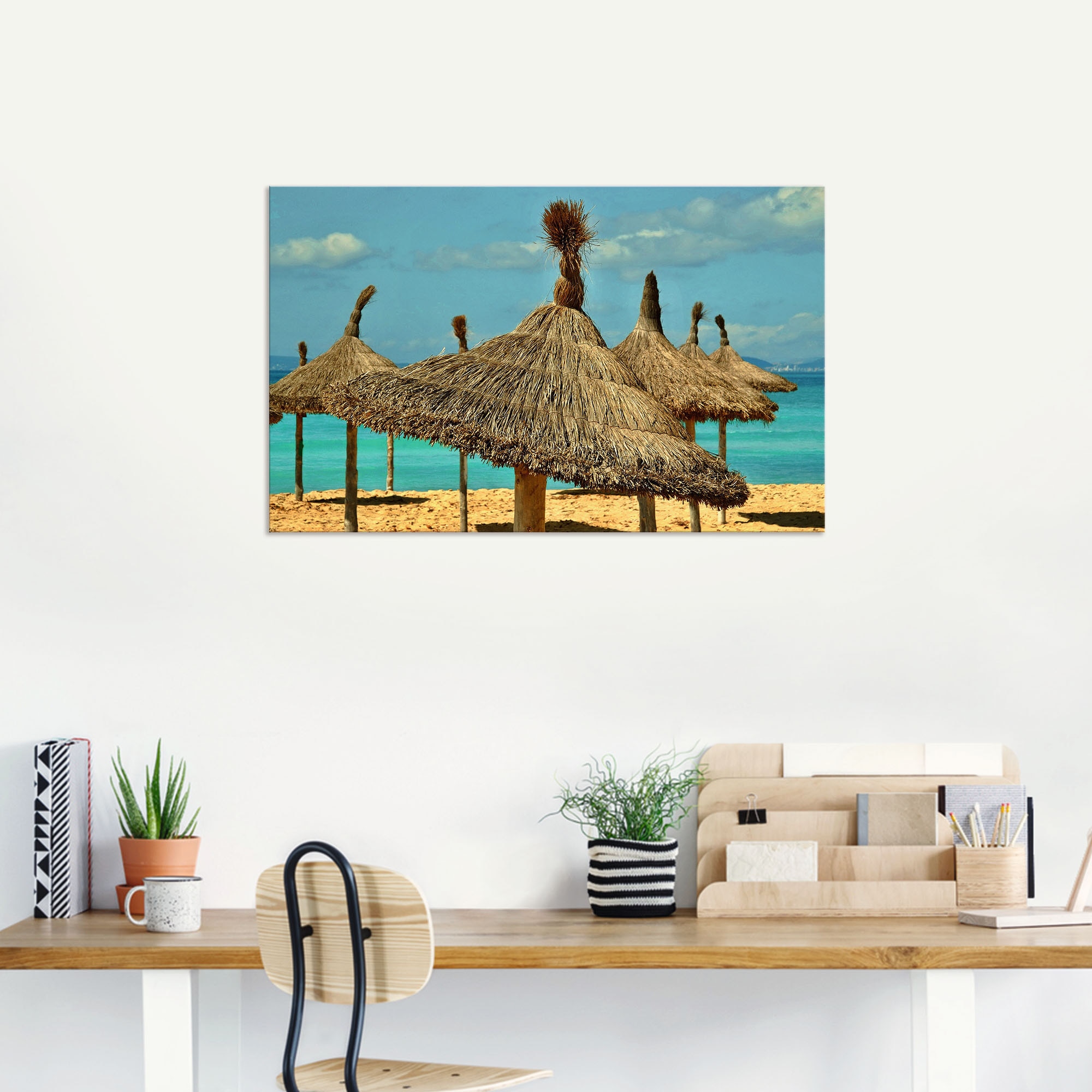 Artland Wandbild »Sonnenschirme am Sytrand von Arenal«, Strandbilder, (1 St.), als Alubild, Leinwandbild, Wandaufkleber oder Poster in versch. Größen