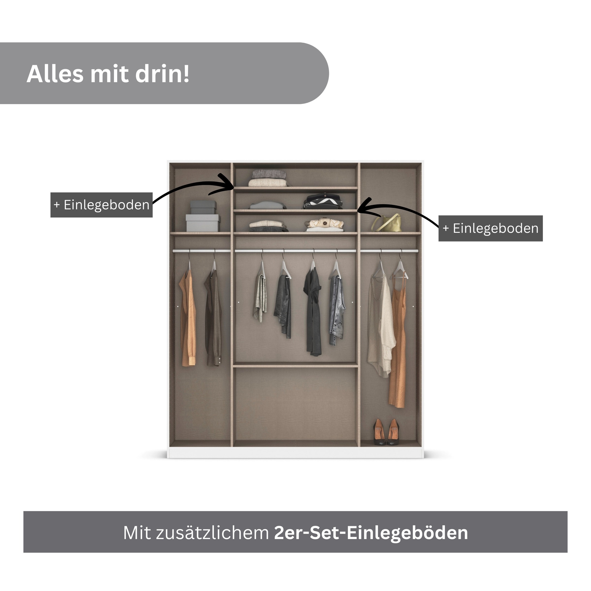 rauch Drehtürenschrank »Kleiderschrank Kleiderschränke Schrank Garderobe AGORDO mit Glasfront«, (in zwei Griff-Farben, Breiten 91-360 cm), mit Außenschubkästen, in 7 Breiten und 2 Höhen MADE IN GERMANY