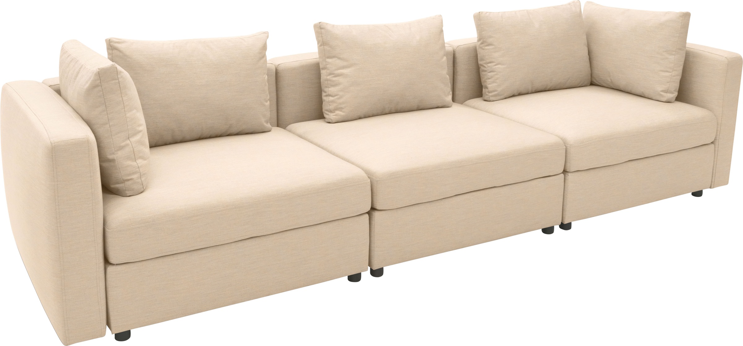 DOMO collection 3-Sitzer »Solskin, individuell erweiterbar/kombinierbar«, mit losen Kissen. Rücken- und Seitenteile als Stecksystem.