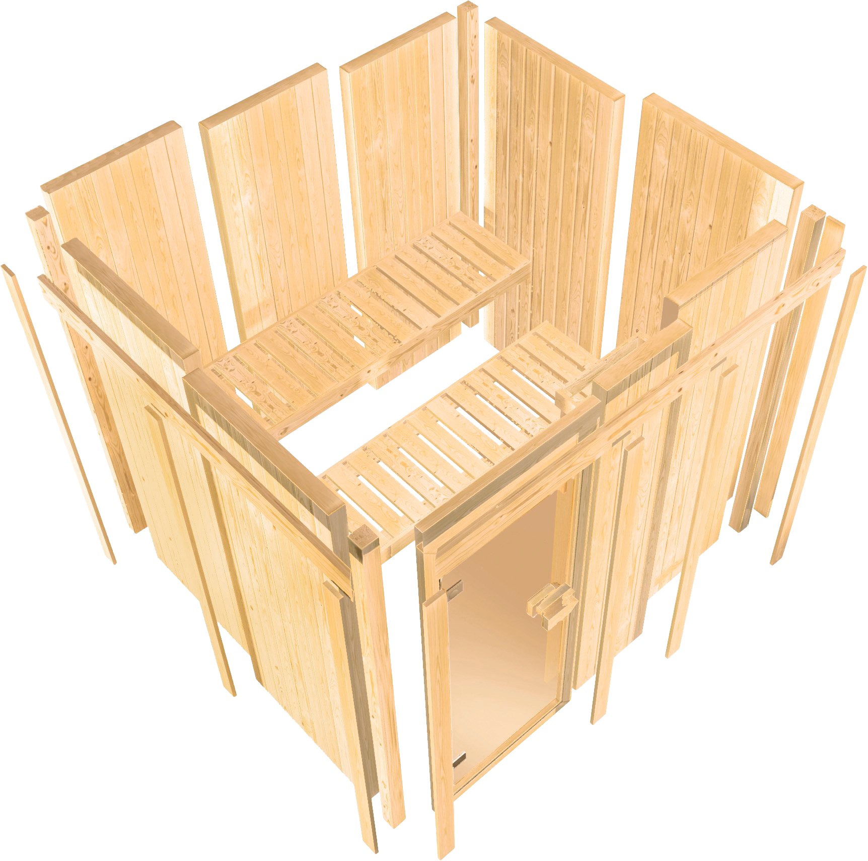 Karibu Sauna »Adele« Set,  9-kW-Bio-Ofen mit ext. Steuerung, 2 Infrarot-Vitalight-Strahlern
