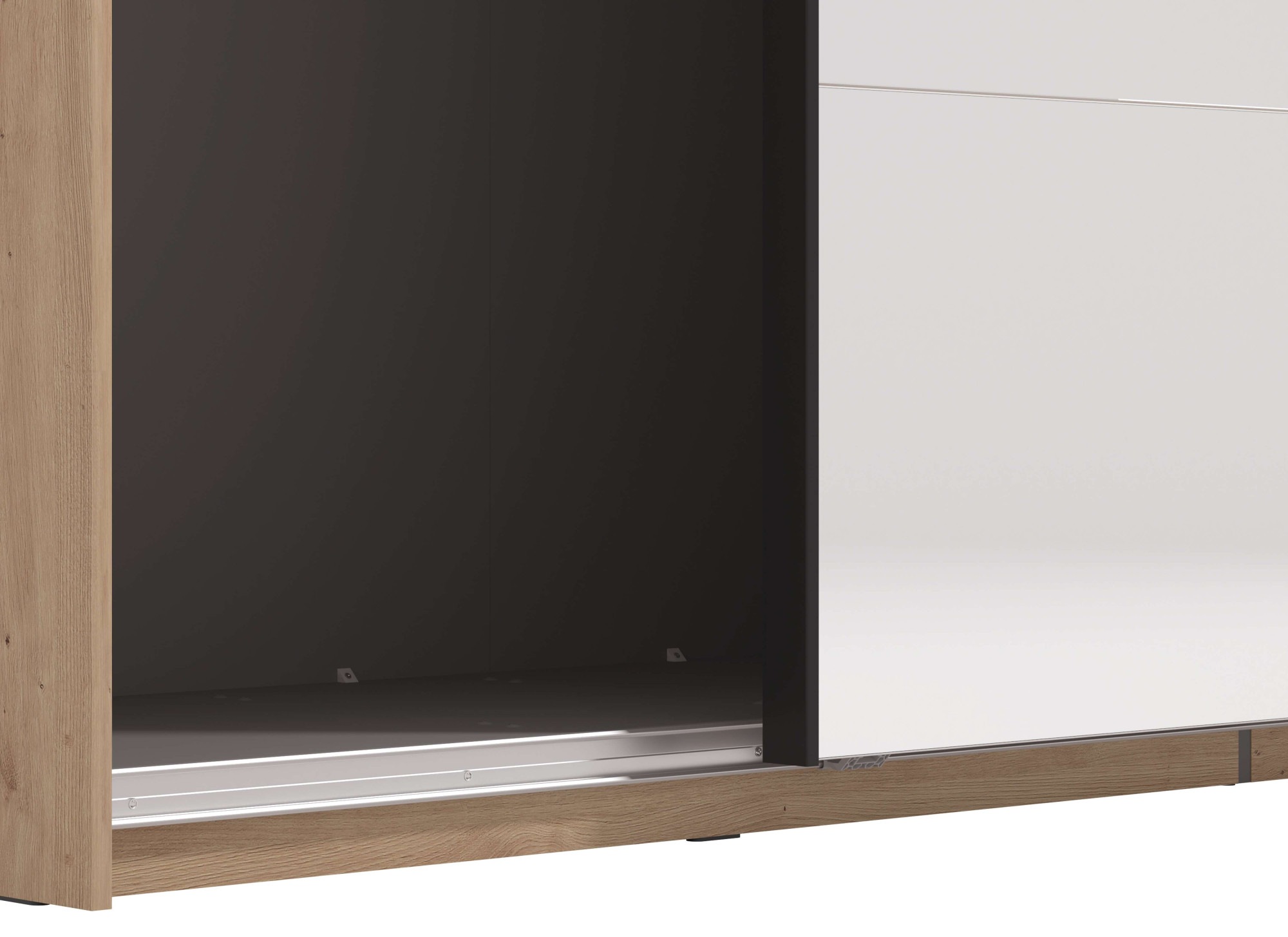 INOSIGN Schwebetürenschrank »Modena, Breite 245 cm, FSC-zertifiziert, Trendfarbe cashmere«, Schlafzimmerschrank mit Spiegel, mit verschiedenen Innenausstattungen