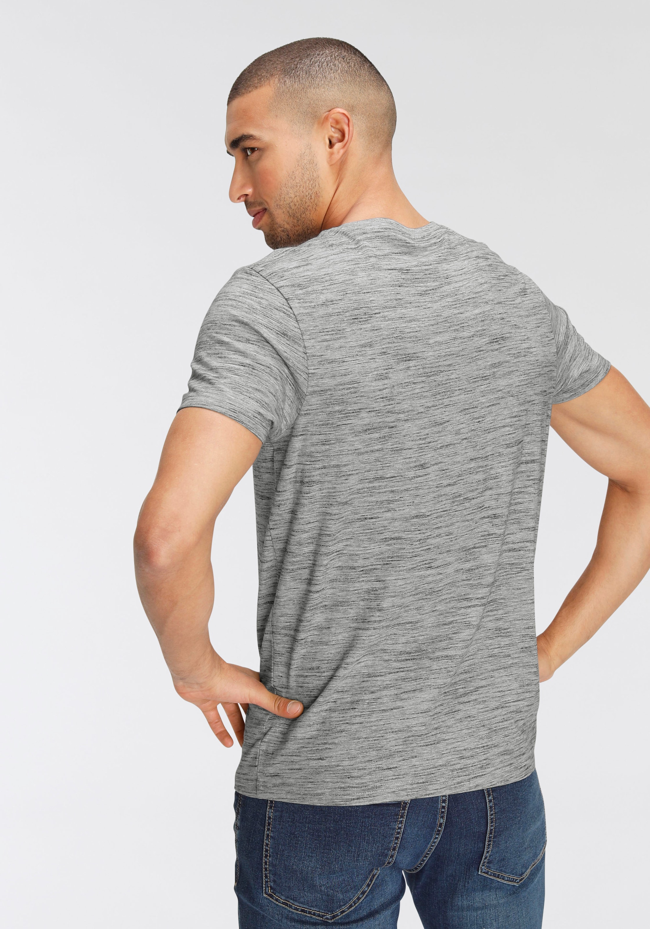 AJC T-Shirt, Kurzarm, Regular Fit, meliert, Rundhalsausschnitt