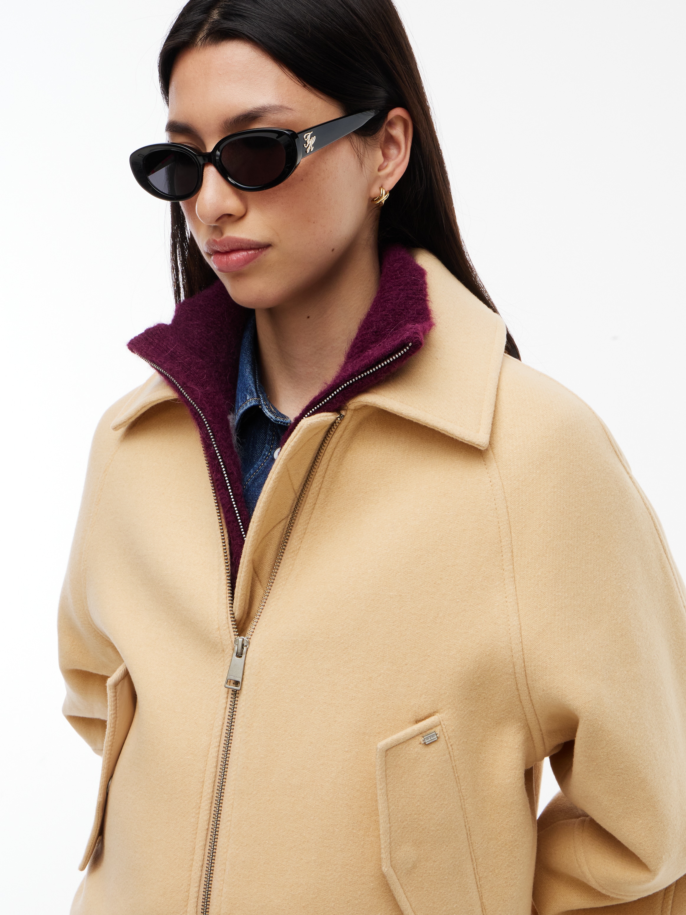 Tommy Jeans Kurzjacke »TJW ZIP THRU WOOL JACKET« Materialmix, mit Wolle