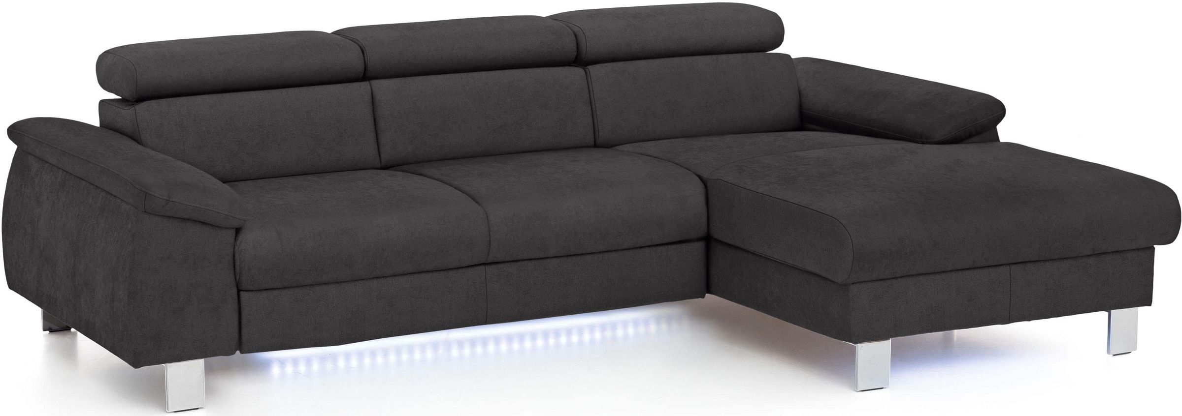 COTTA Ecksofa Komaris, Ecksofa, wahlweise mit RGB-LED-Beleuchtung und Bettfunktion/Bettkasten