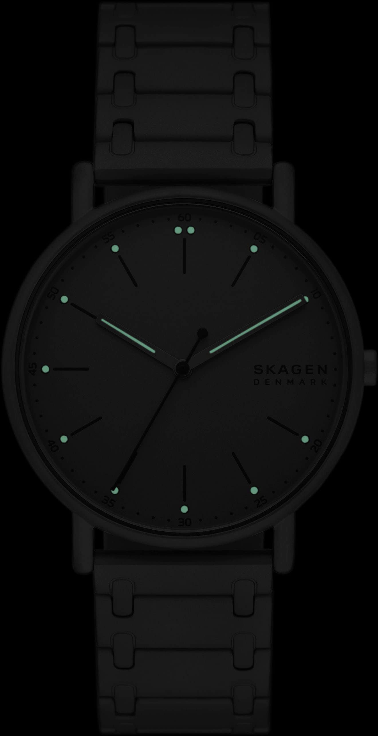 Skagen Quarzuhr »SIGNATUR«, Armbanduhr, Herrenuhr, Damenuhr, analog, Edelstahlarmband