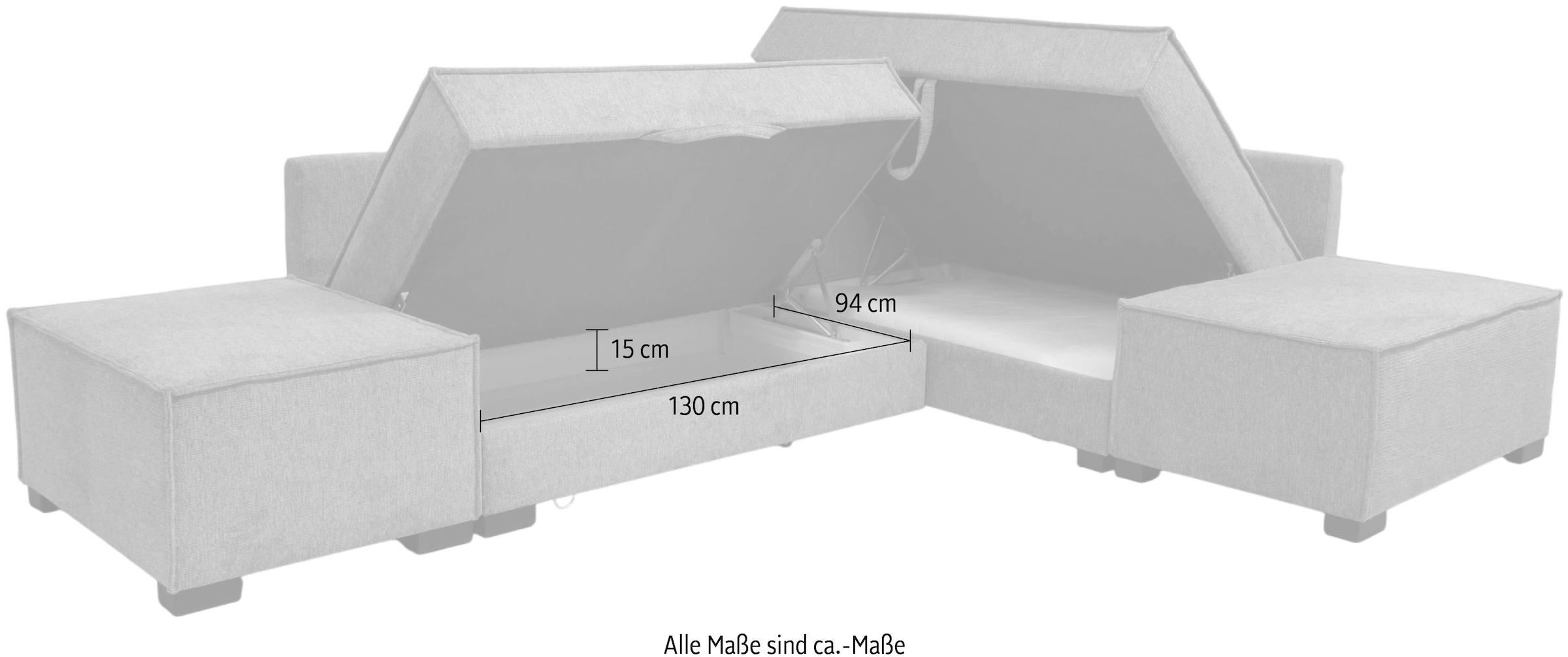 Home affaire Ecksofa »Night & Day L-Form, Breite 316 cm mit Dauer-Schlaffunktion« inkl. Bettfunktion, Bettkasten und Keder, Boxspringbett 180x200 cm
