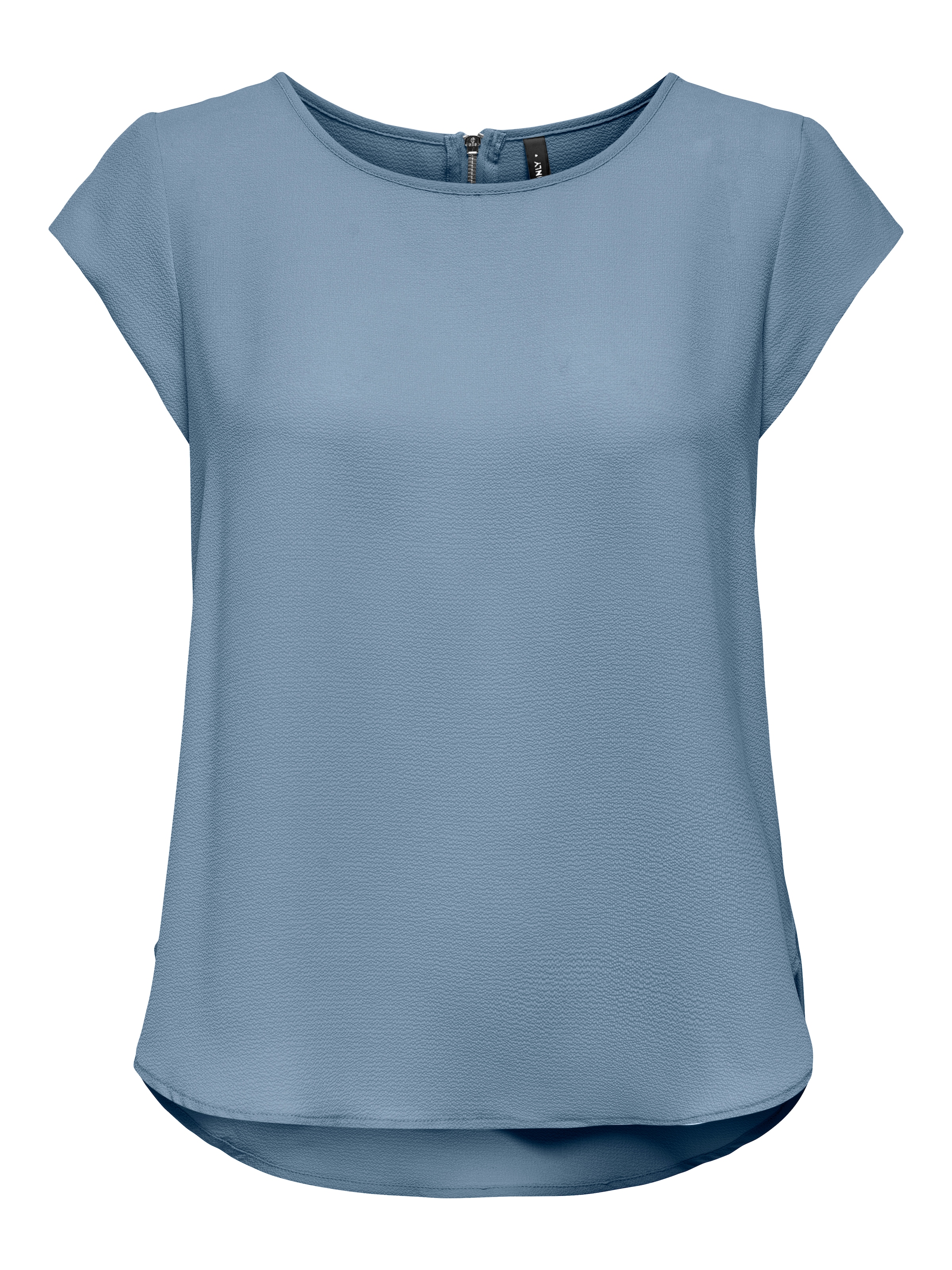 ONLY Kurzarmbluse »ONLVIC – feminines Blusenshirt in lockerer Form«, regular fit, Web, Kunstfaser, Rundhals, unifarben