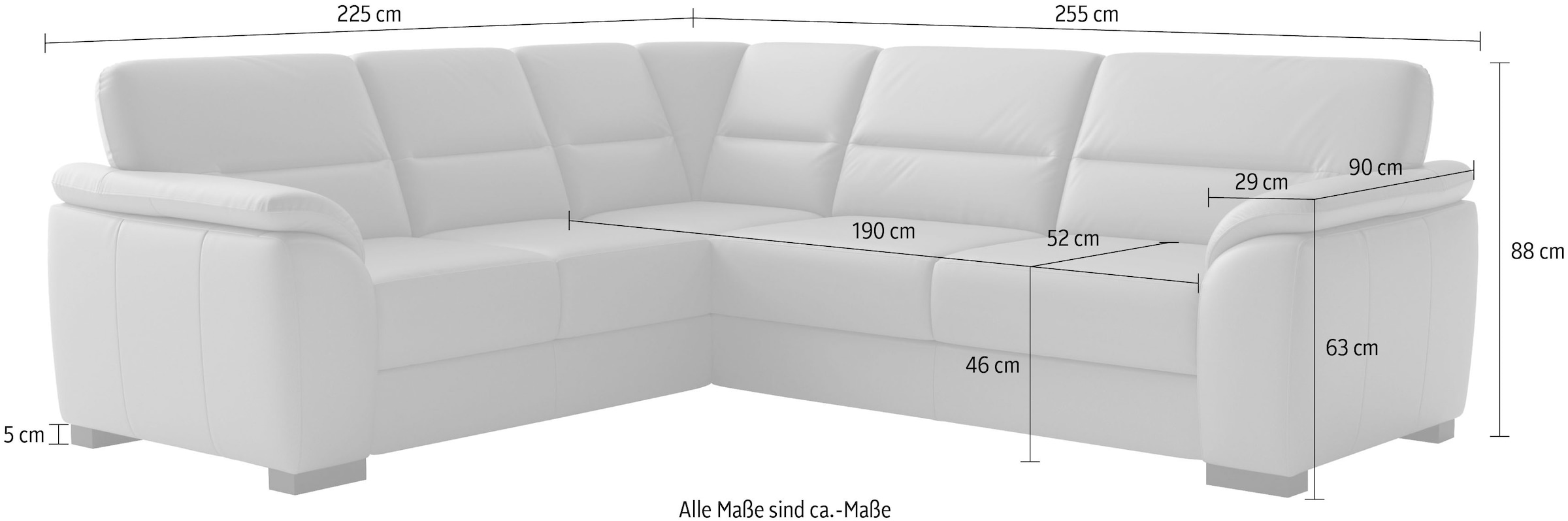 sit&more Ecksofa »Montego L-Form, B: 255 cm« wahlweise mit Bettfunktion und Schubkasten