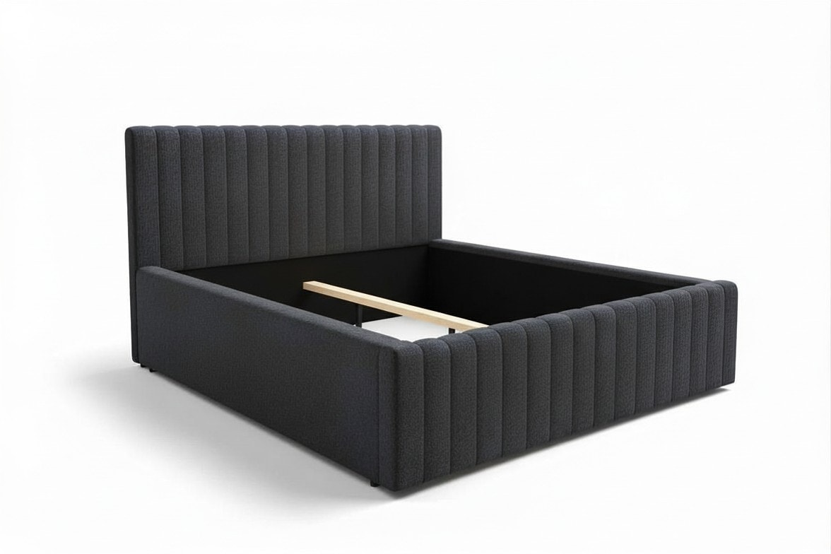 OTTO home Polsterbett »MOIVRE, vertikale Steppung in Rillenoptik, wahlweise mit Bettkasten« Breite Liegefläche 160 oder 180cm,  Stauraumbett, gepolstertes Kopfteil, ohne Matratze, modernes Design
