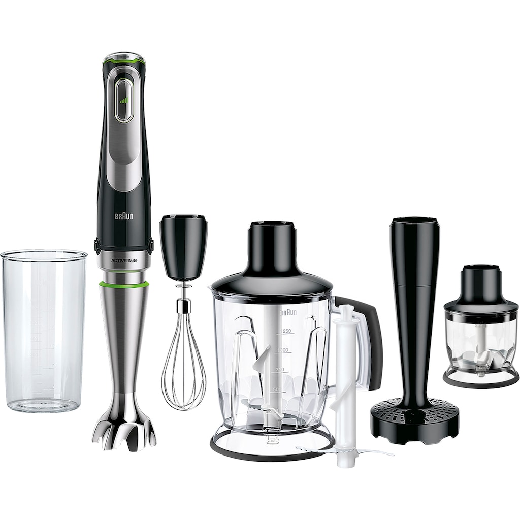 Braun Stabmixer »MQ 9147X MultiQuick 9«, 1200 W, Schneebesen, Mixeraufsatz, Zerkleinerer, Gemüsestampfer, 0,6l Behälter