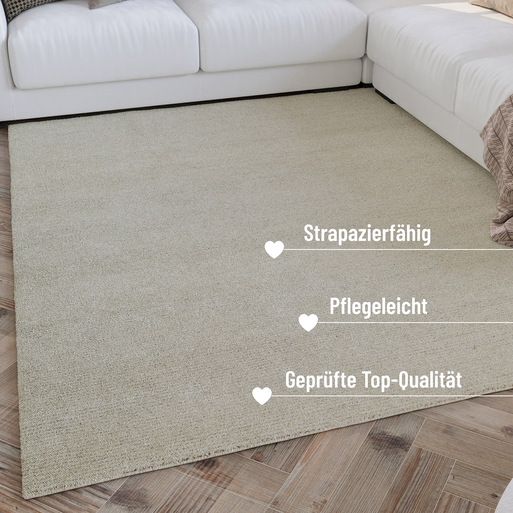 Wecon home Teppich »Hamptons THIRTYTWO«, rechteckig, 15 mm Höhe, Läufer, Kurzflor, Wohnzimmer, Schlafzimmer, elegant, robust, Linien