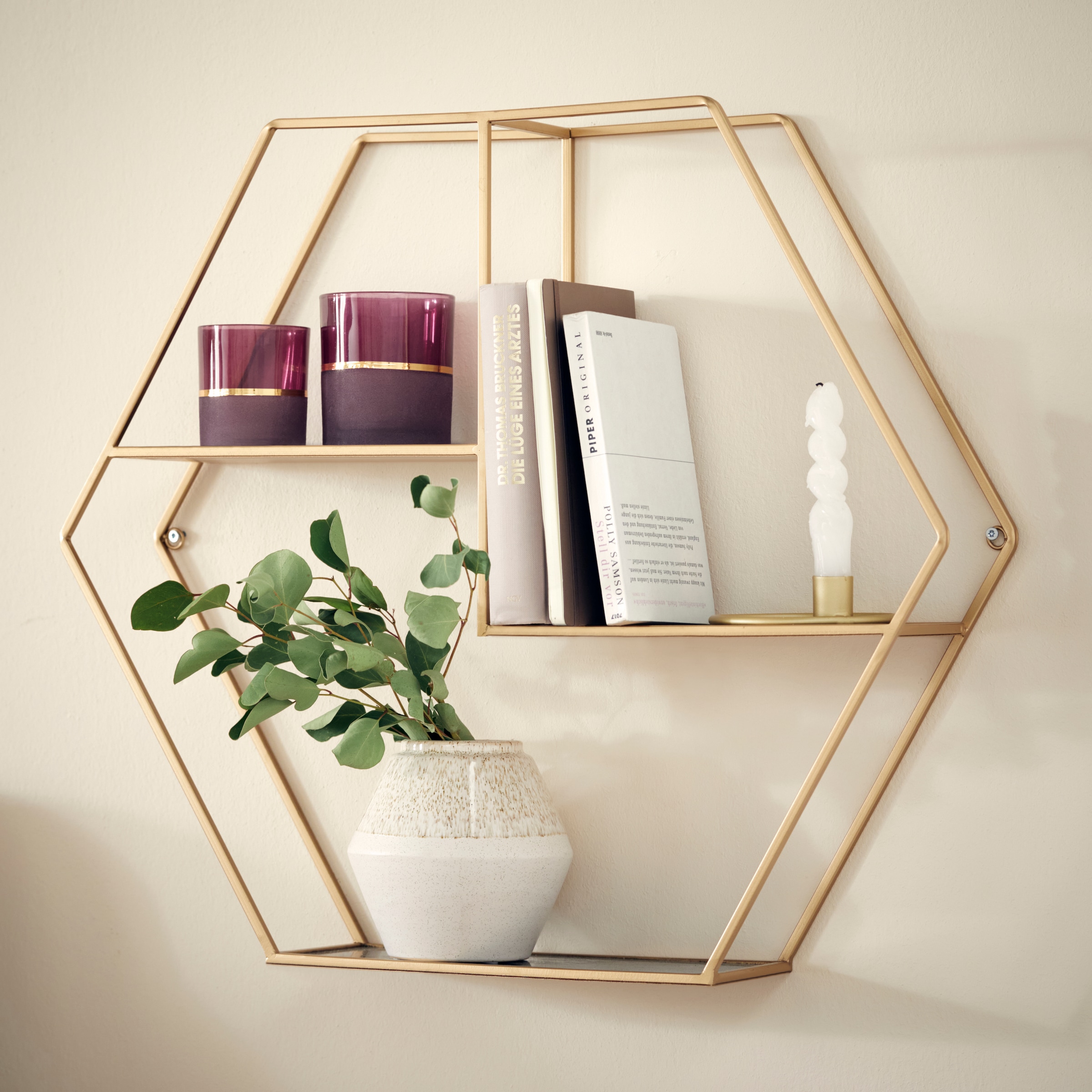 Leonique Deko-Wandregal »Hexagon«, Online sechseckiges Shop Design goldfarben, in modernem Element, OTTO