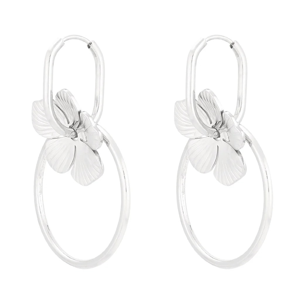Adelia´s Paar Ohrhänger »Ohrringe Ohrhänger mit Blumenmotiv aus Edelstahl« Das plastisch gestaltete Blumenmotiv prägt diesen trendigen Modeschmuck