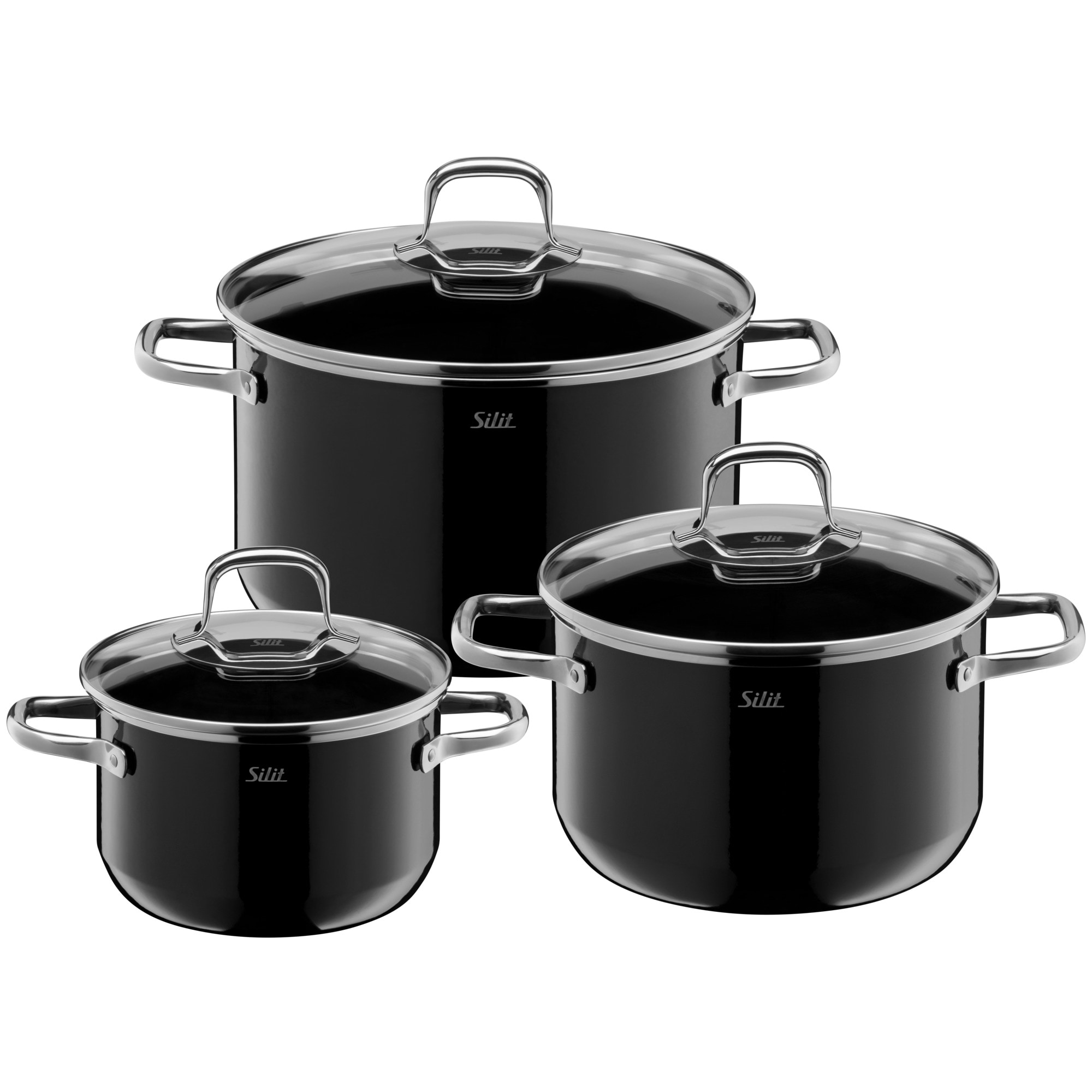 Silit Topf-Set »Elegance Line«, Silargan®, (Set, 3 tlg., je 1 Fleischtopf mit Deckel Ø 16/20/24 cm), induktionsgeeignet, Made in Germany