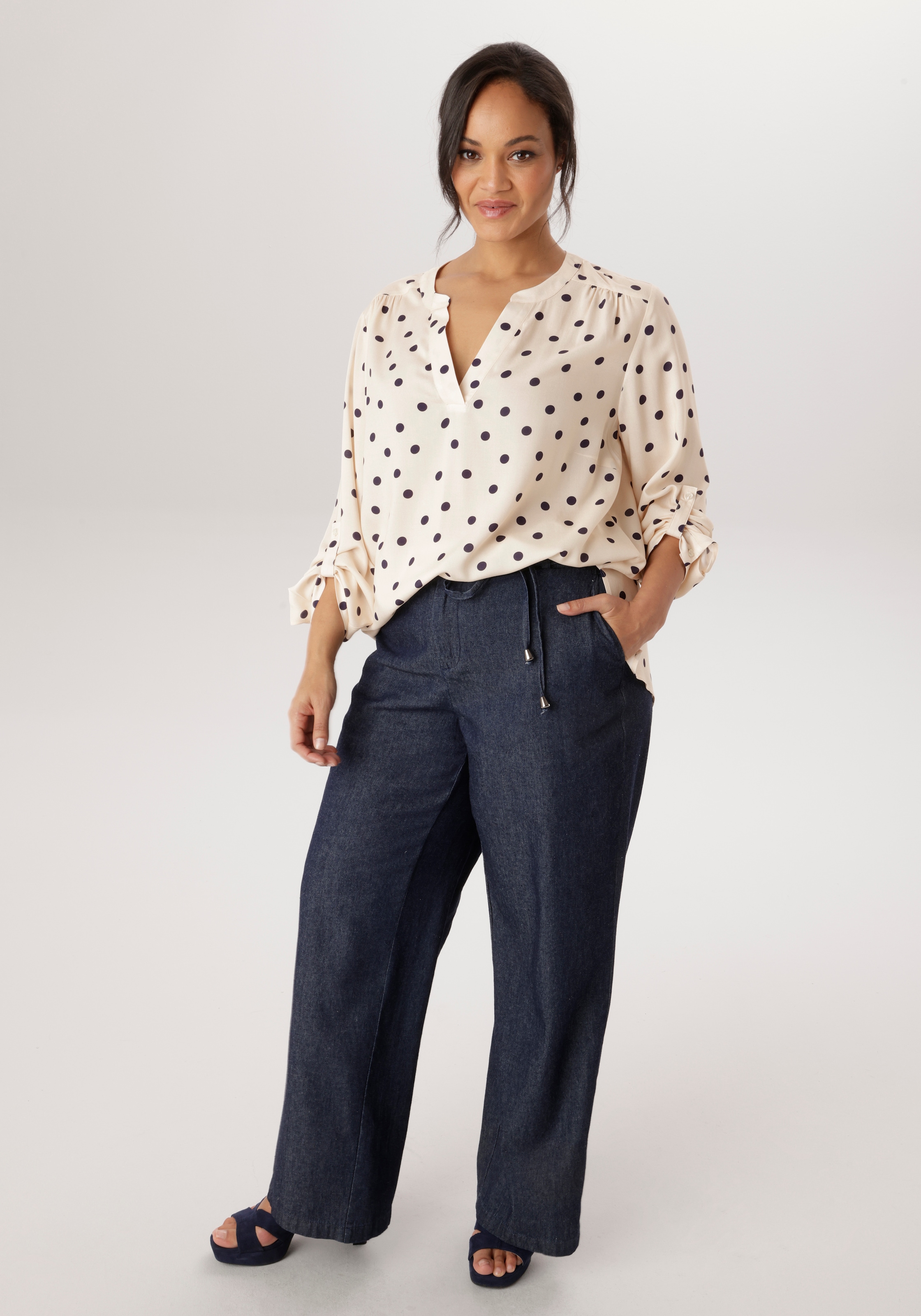 Aniston PLUS Schlupfbluse in trendigem Pünktchendessin - NEUE KOLLEKTION
