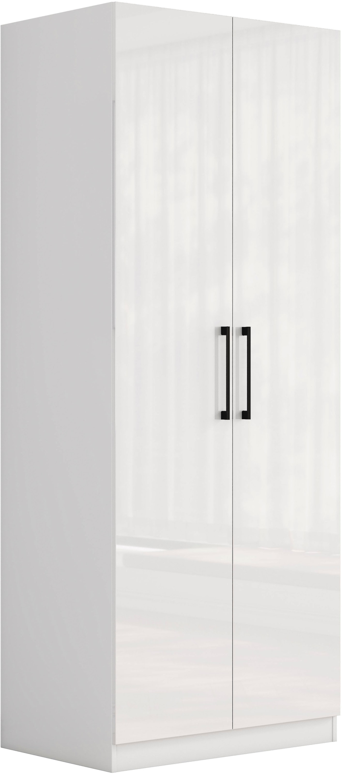 OTTO home Kleiderschrank »Sylt Schlafzimmerschrank Garderobe Schrank hochglanz« hochwertige Metall Griffe in schwarz,  Drehtürenschrank mit perfekter Innenausstattung, Breite 80cm